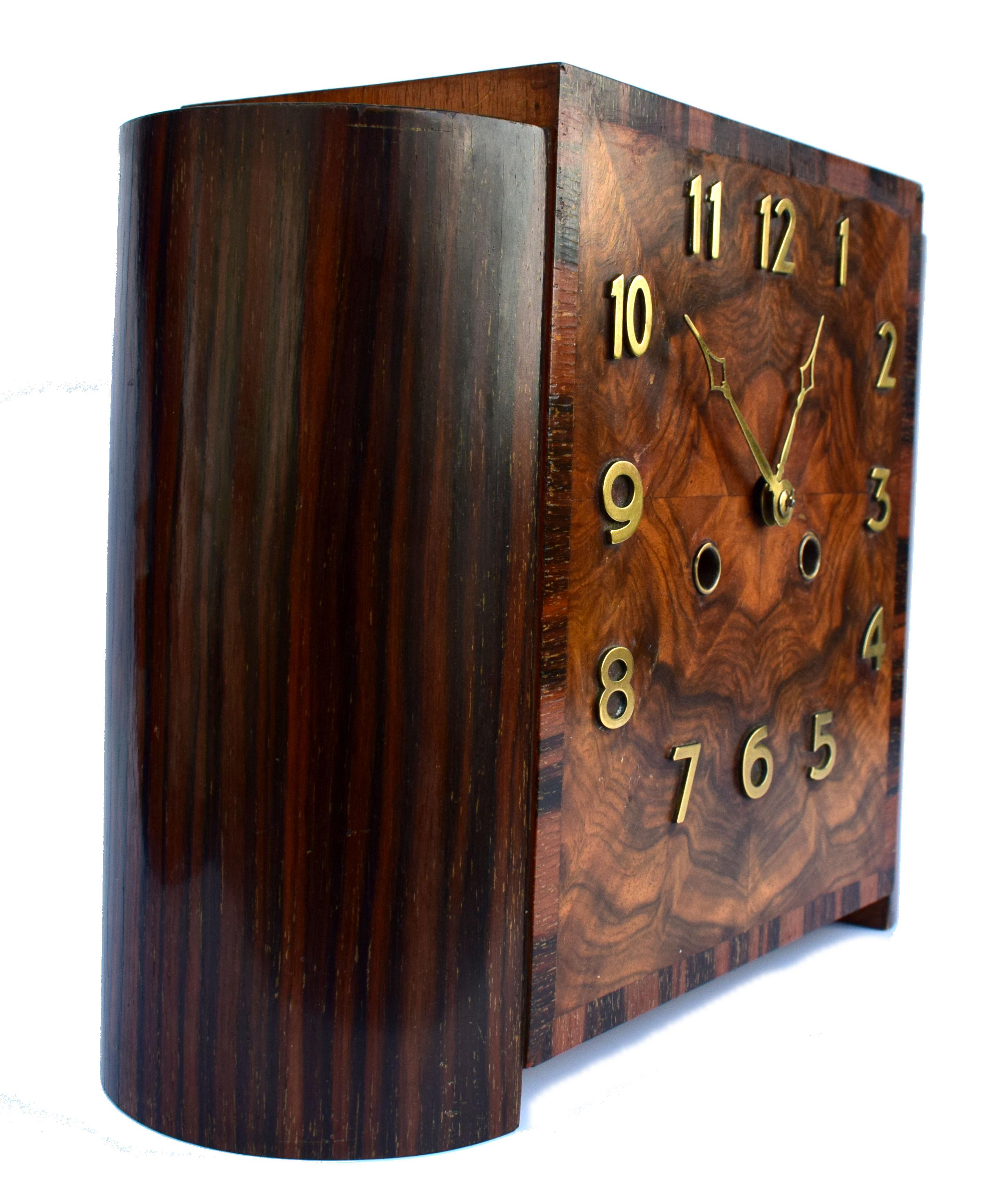 20th Century Art Deco Mantle Striking Clock, German, circa 1930