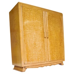 Vintage Art Deco Maple 2 door side cabinet with fiited slide & shelves