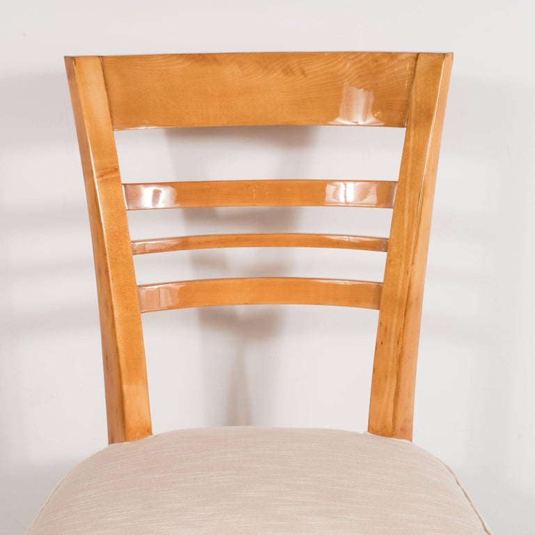 Art Deco Maple Desk Chair with Cream Woven Upholstery at 1stDibs