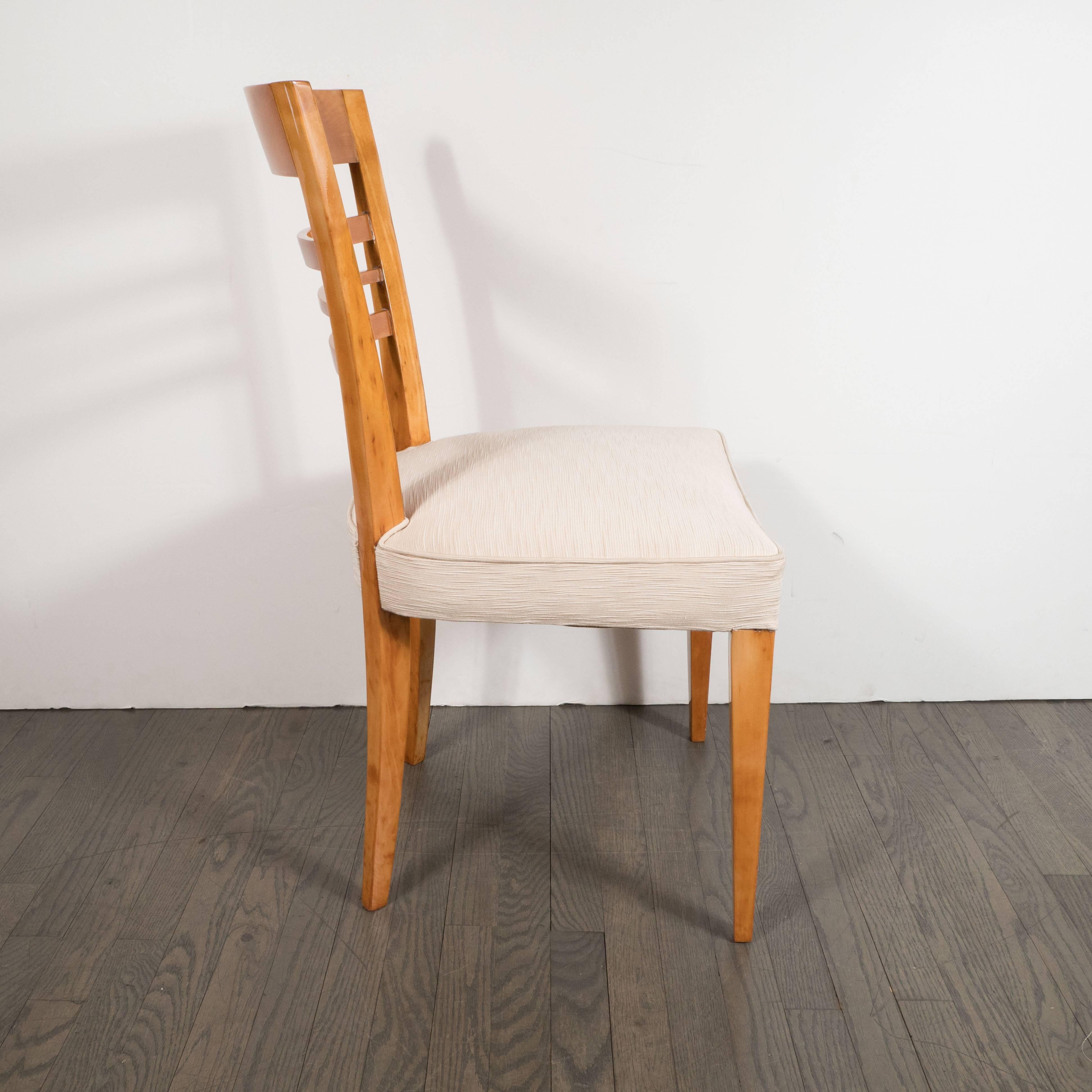 Art Deco Maple Desk Chair with Cream Woven Upholstery In Excellent Condition In New York, NY