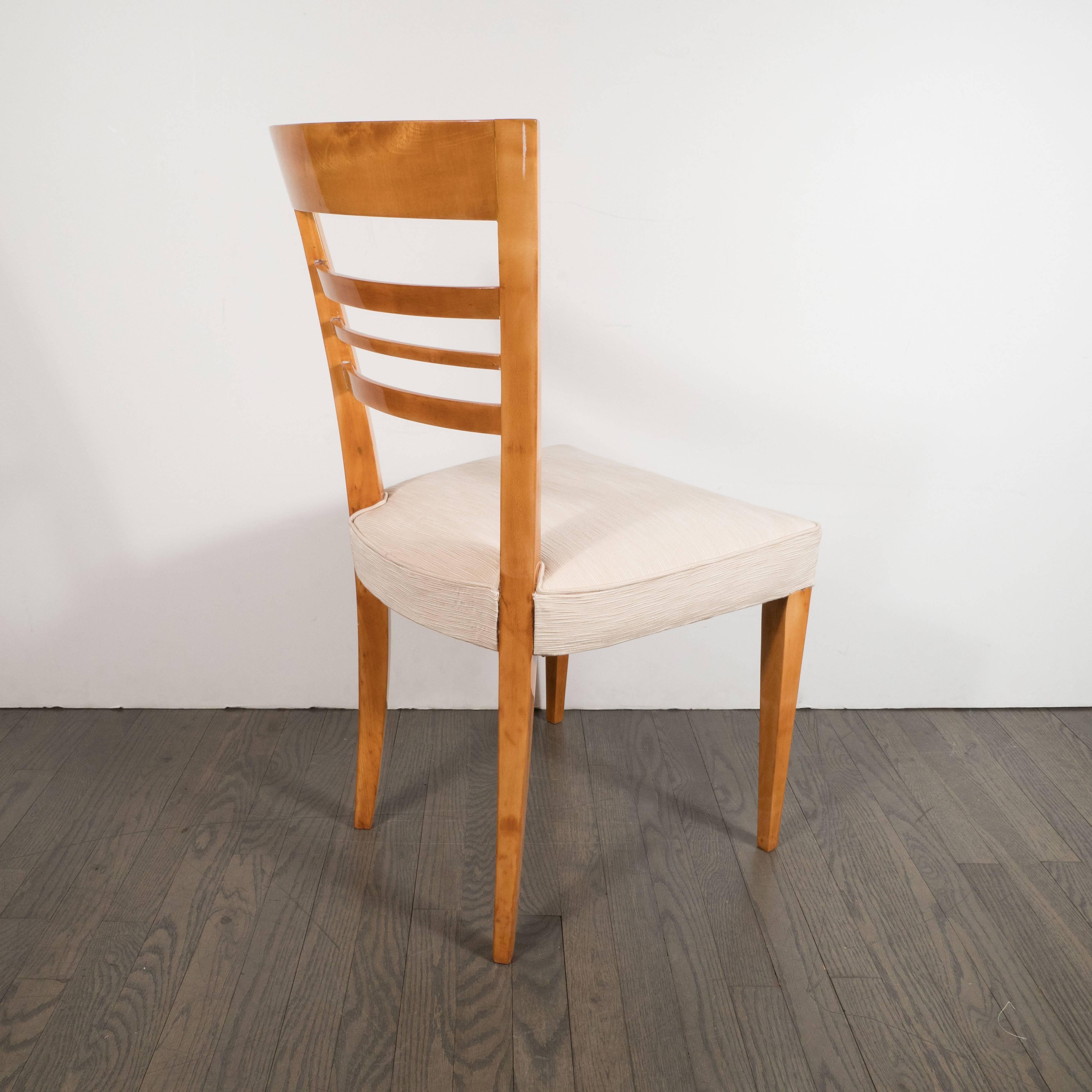 Mid-20th Century Art Deco Maple Desk Chair with Cream Woven Upholstery