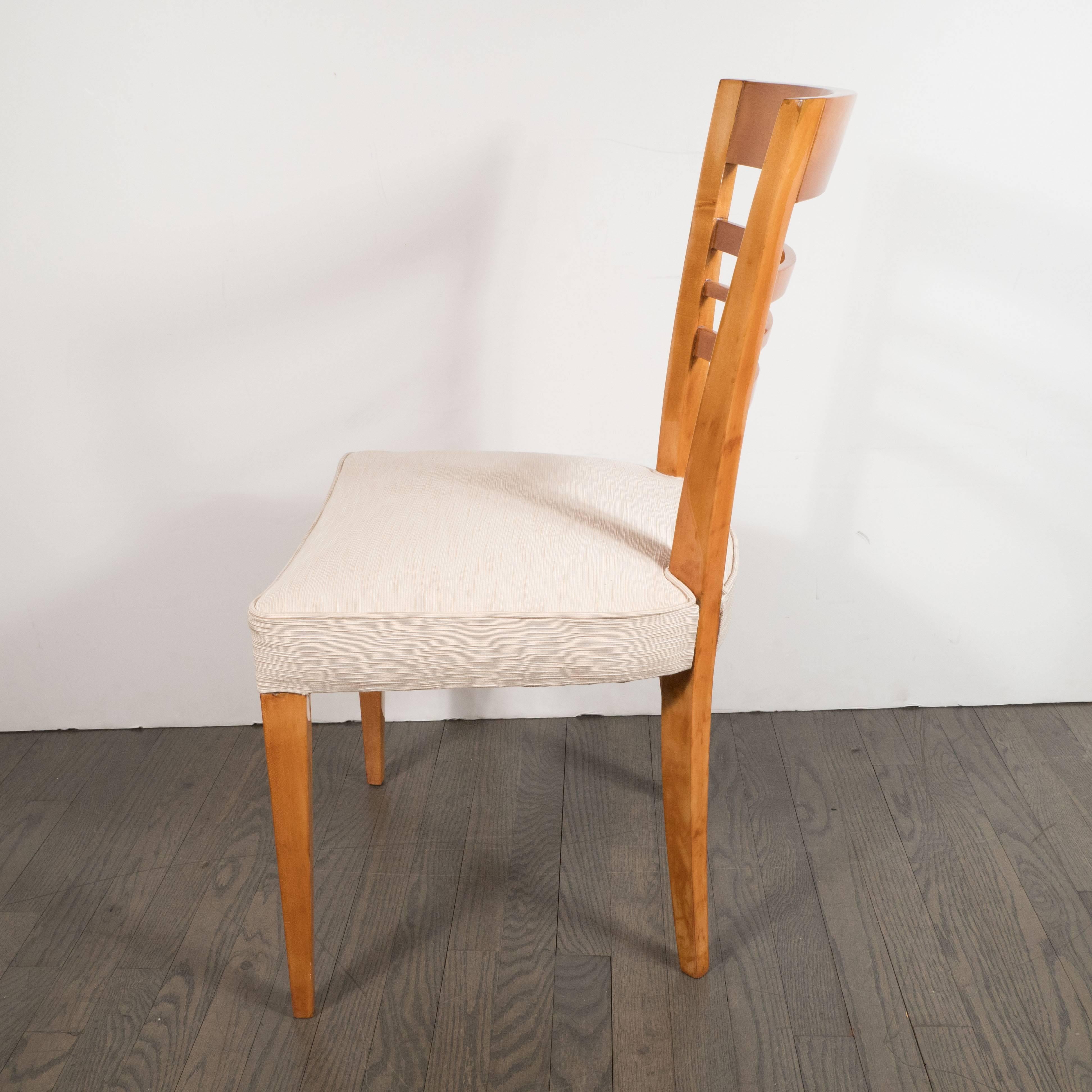 Art Deco Maple Desk Chair with Cream Woven Upholstery 3