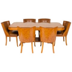 Art Deco Maple Dining Table and Six Chairs by Harry and Lou Epstein
