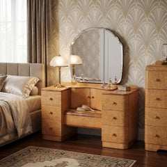 Art Deco Maple Dressing Table With Mirror