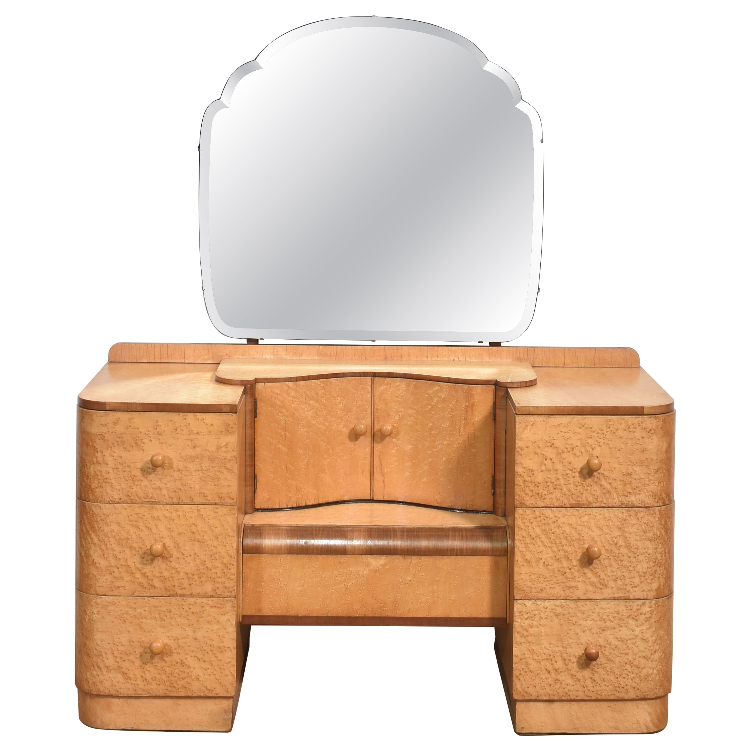 Art Deco Maple Dressing Table With Mirror