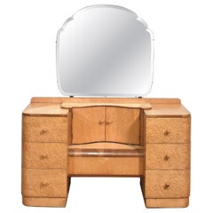 Art Deco Maple Dressing Table With Mirror