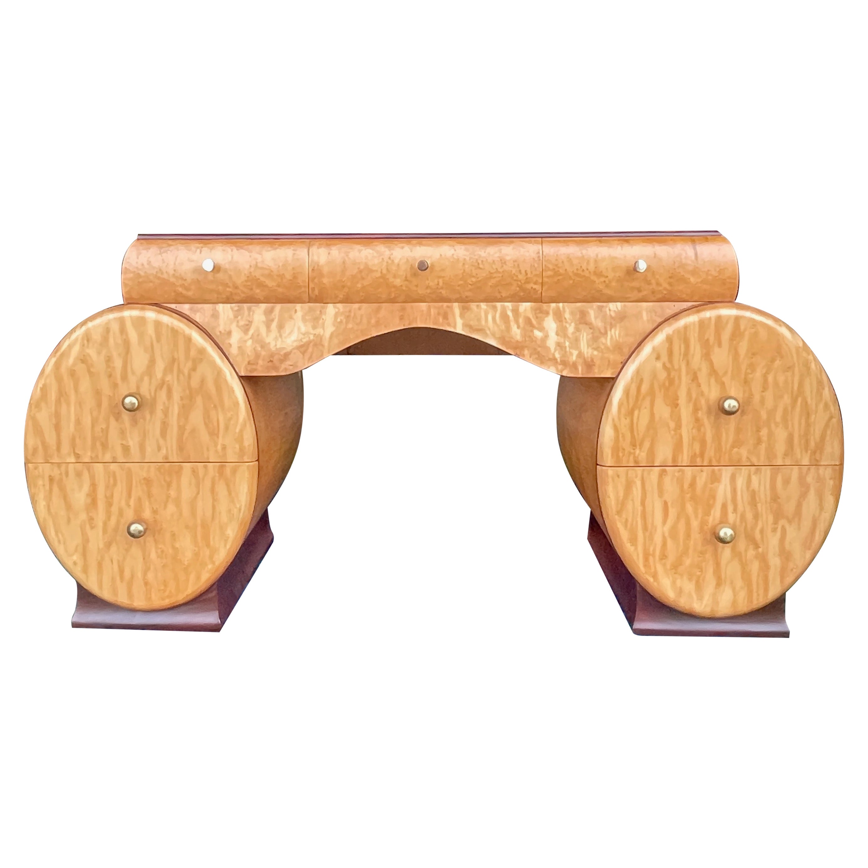 Art Deco Maple Vanity Dressing Table on Ovoid Cases