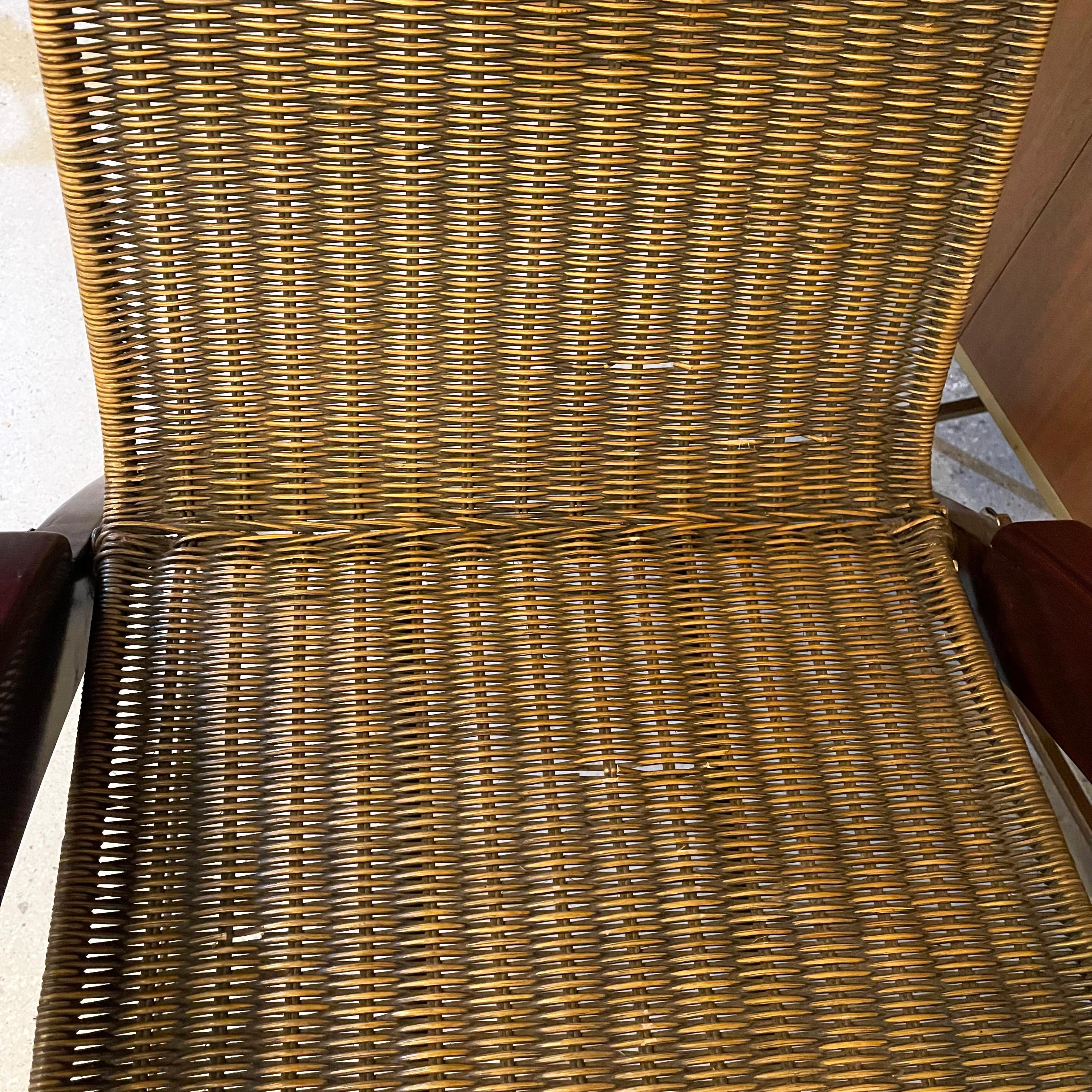 Art Deco Maple Wicker Lounge Chair Ottoman Set For Sale 5
