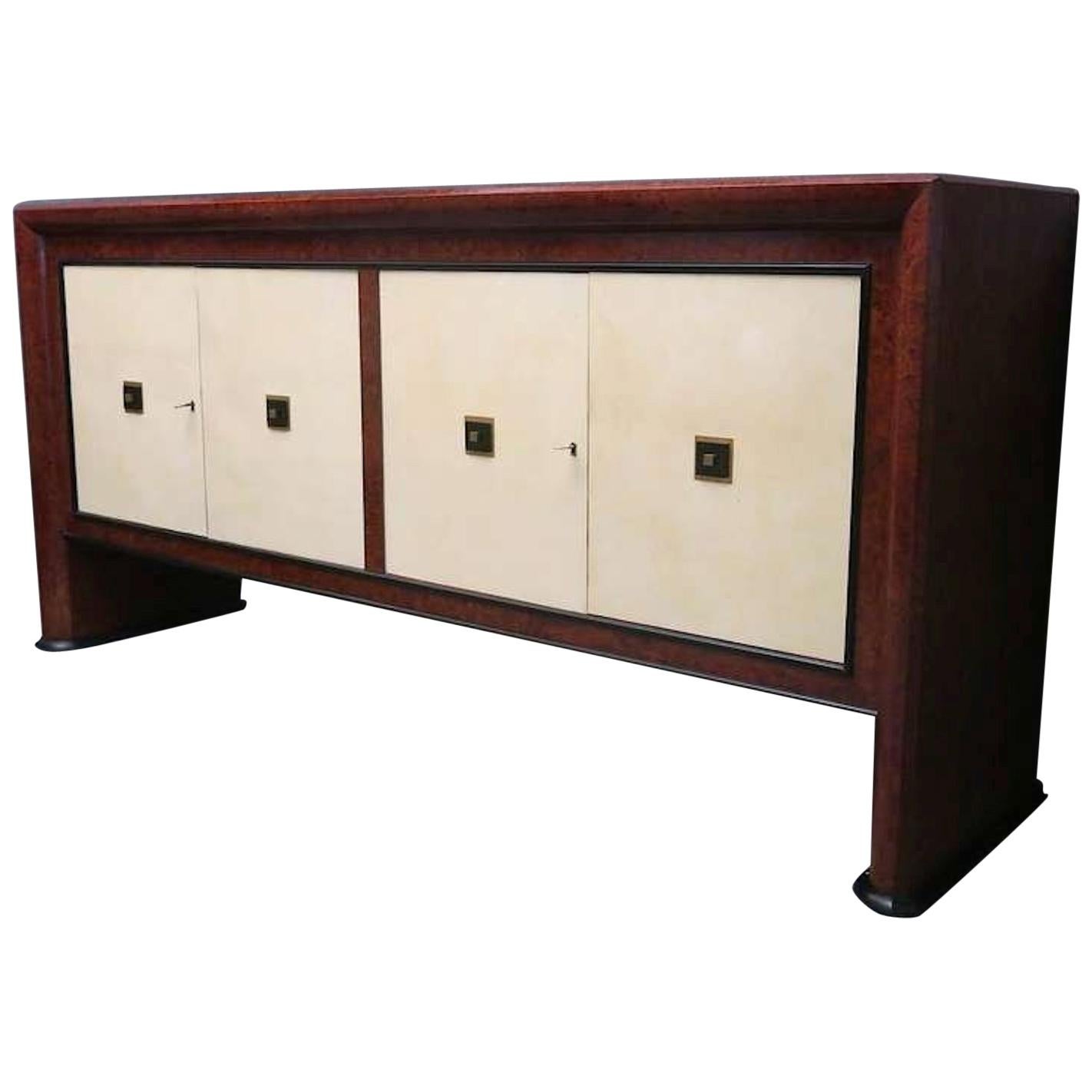 Art Deco Maple Wood and Parchment Italian Sideboard, 1940