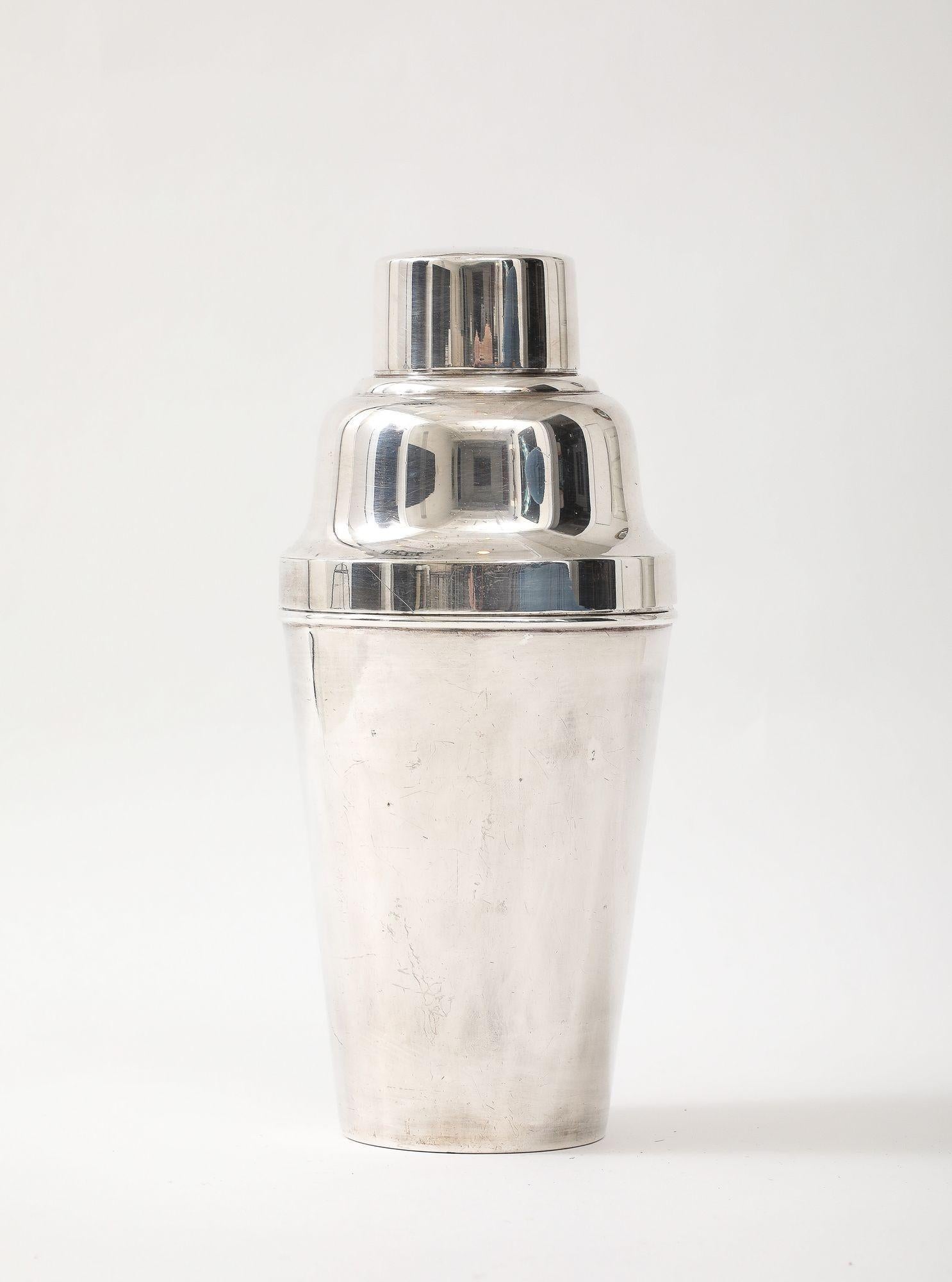 A great large vintage Art Deco Mappin and Webb Cocktail Shaker with juicer