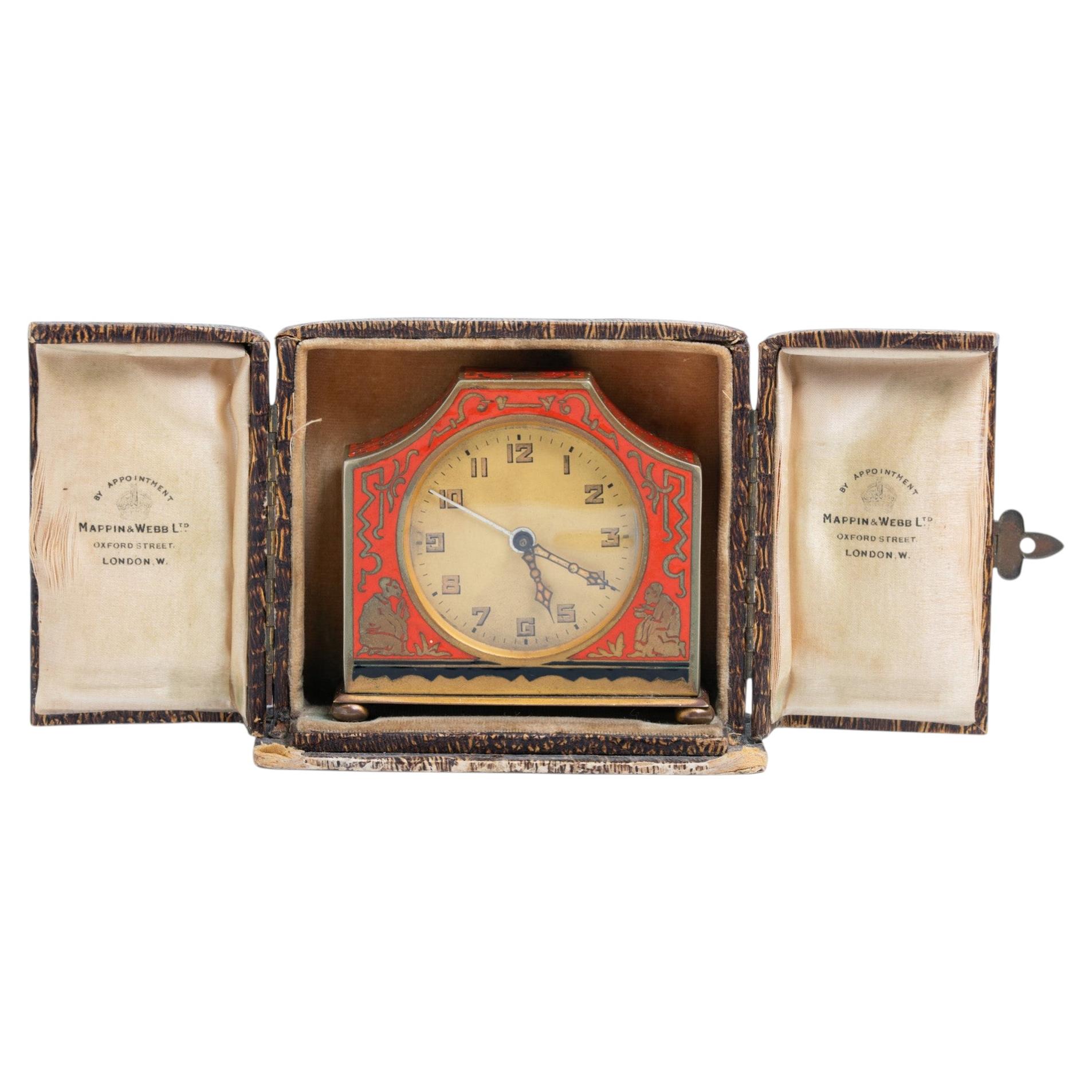Art Deco Mappin & Webb Travel Clocks with Foldes Case Kienzle Clocks en vente