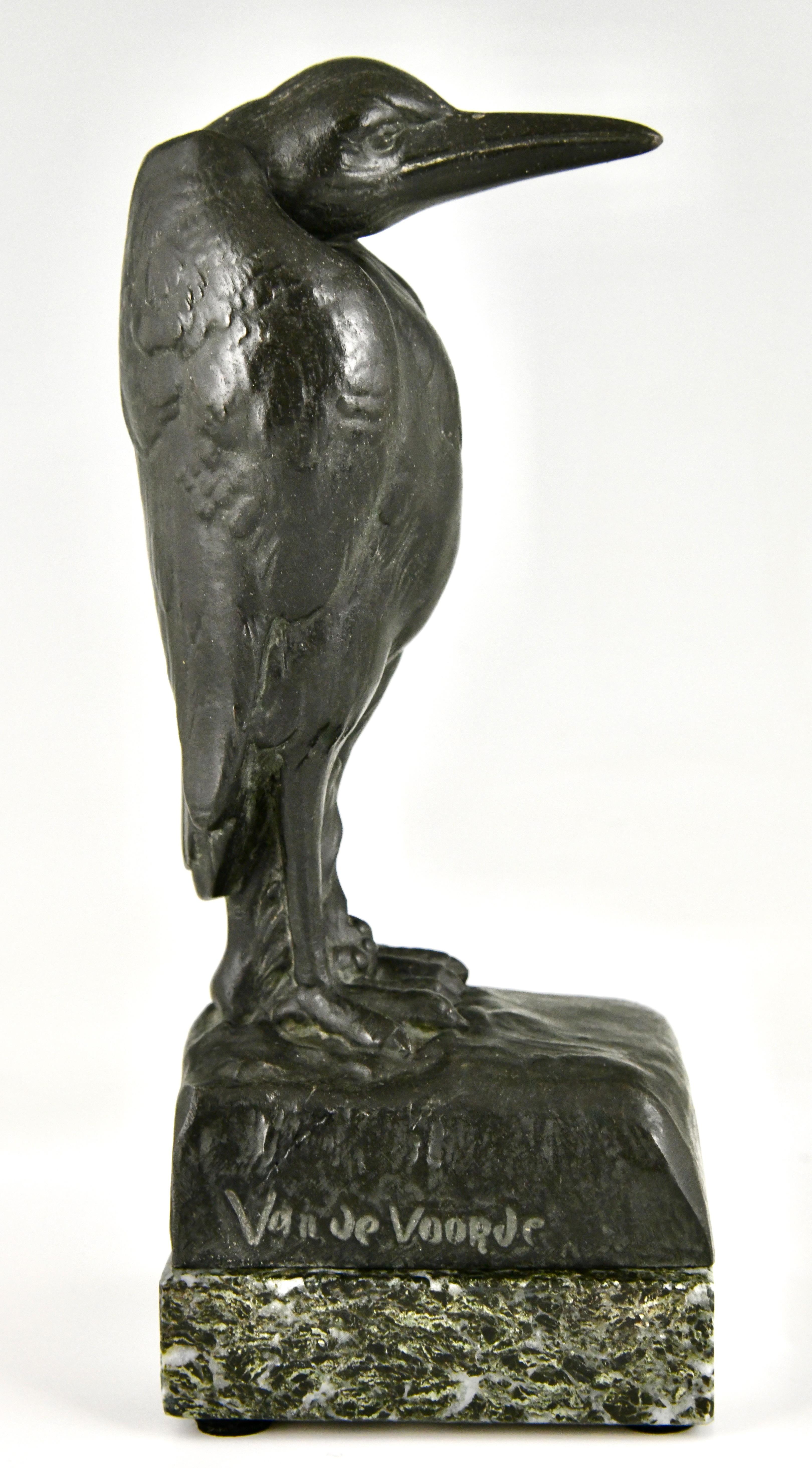 French Art Deco Marabou Bookends by Georges Van De Voorde with Foundry Mark 1925