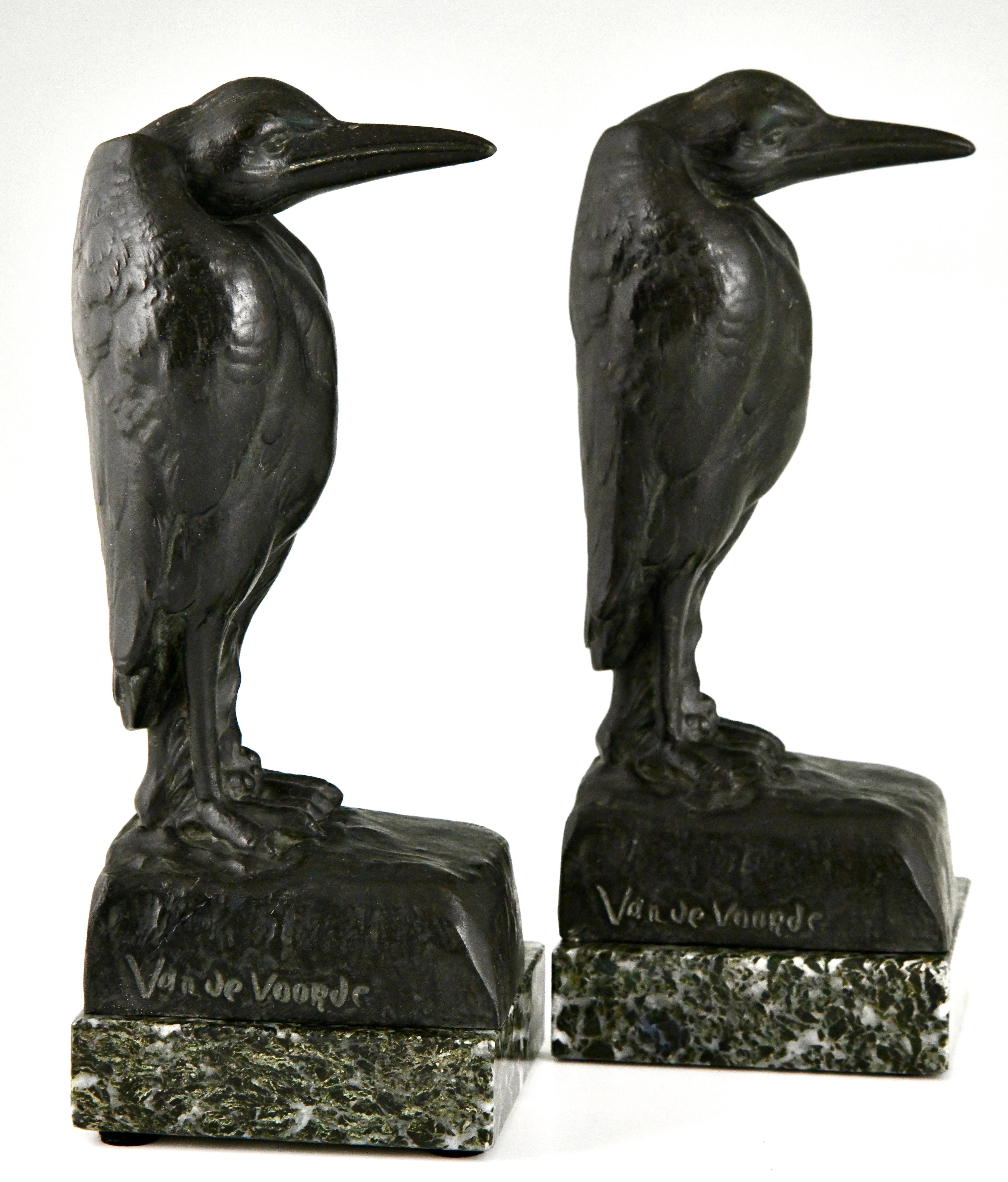 Art Deco Marabou Bookends by Georges Van De Voorde with Foundry Mark 1925 In Good Condition In Antwerp, BE