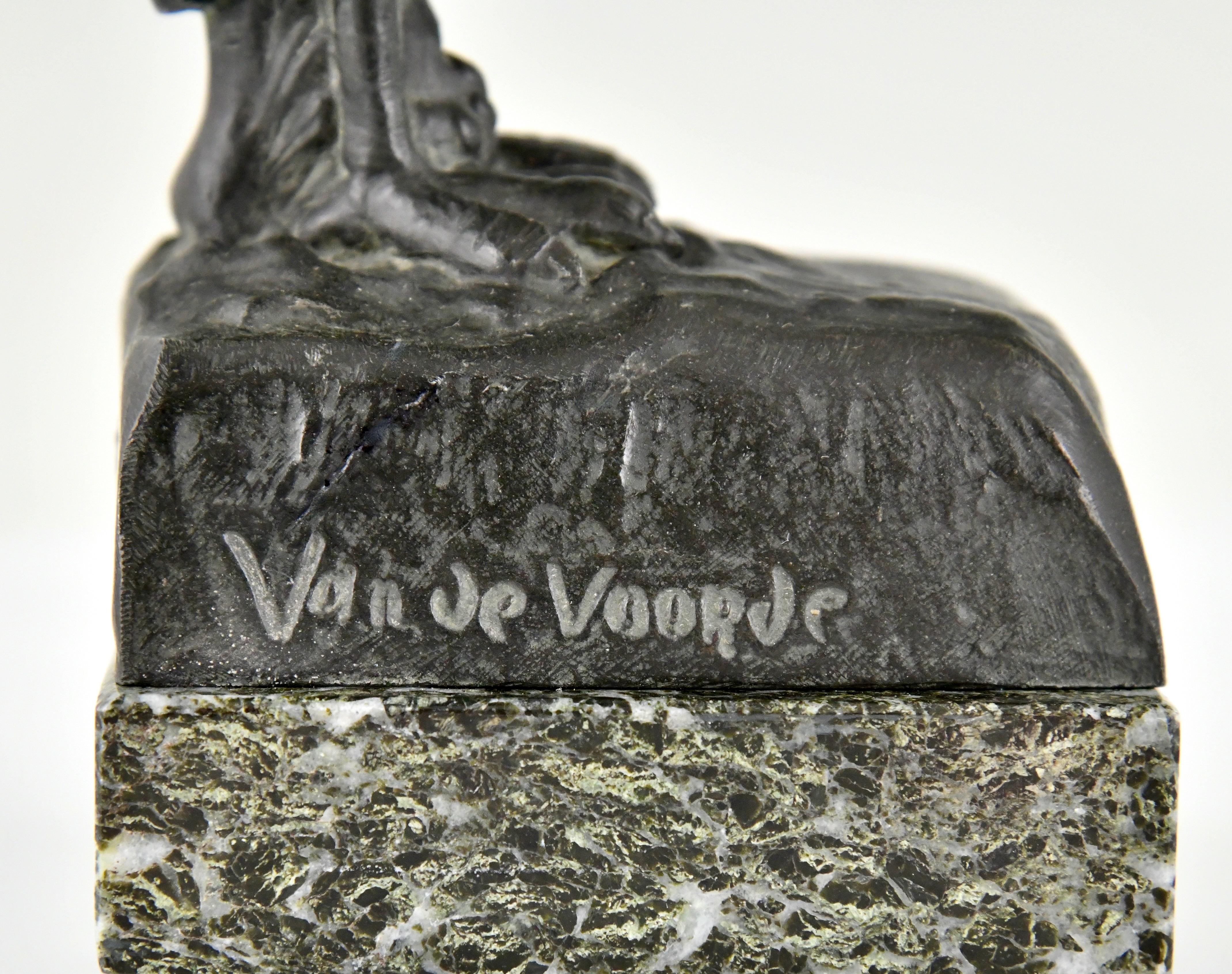 Early 20th Century Art Deco Marabou Bookends by Georges Van De Voorde with Foundry Mark 1925