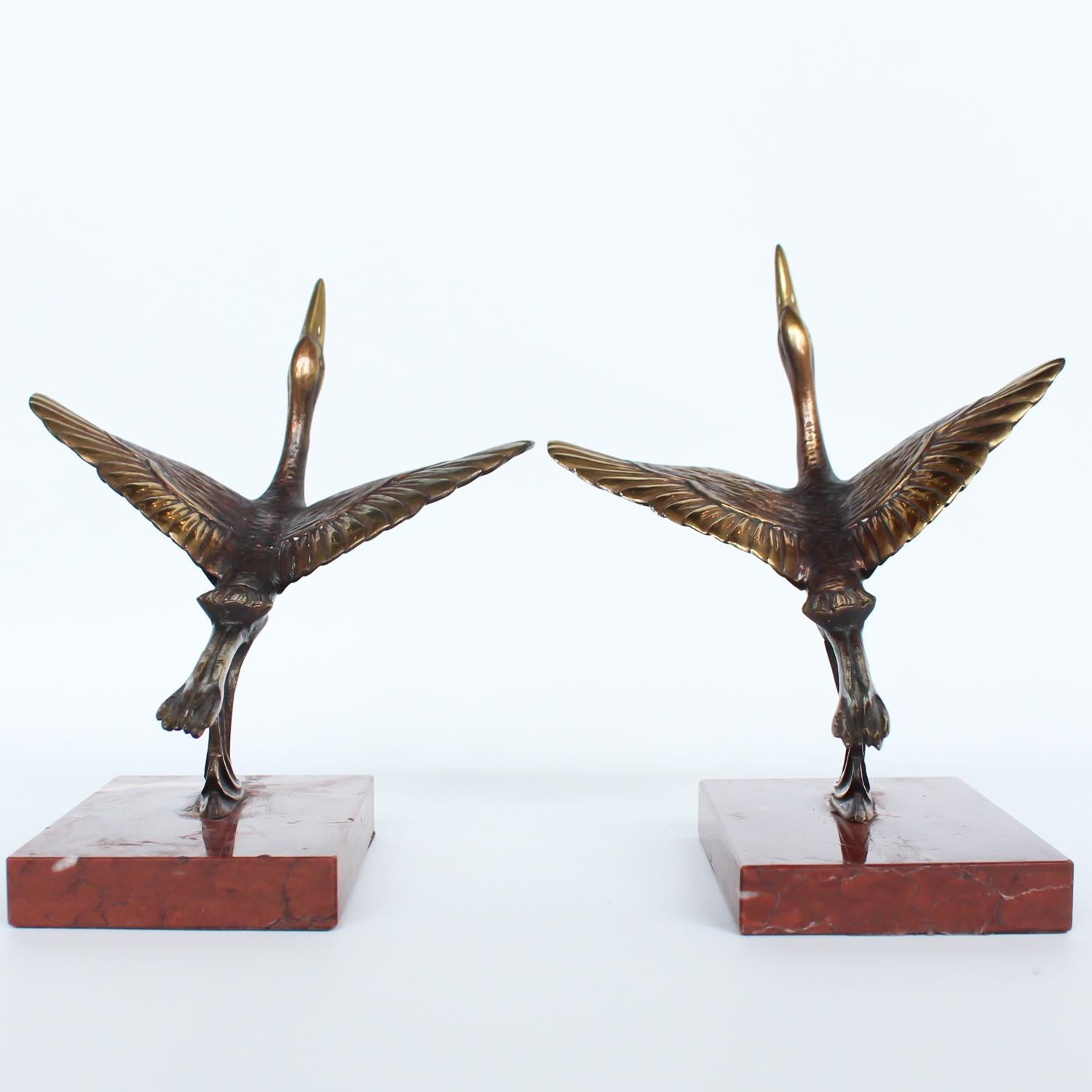Mid-20th Century Art Deco Marabou Stork Bookends