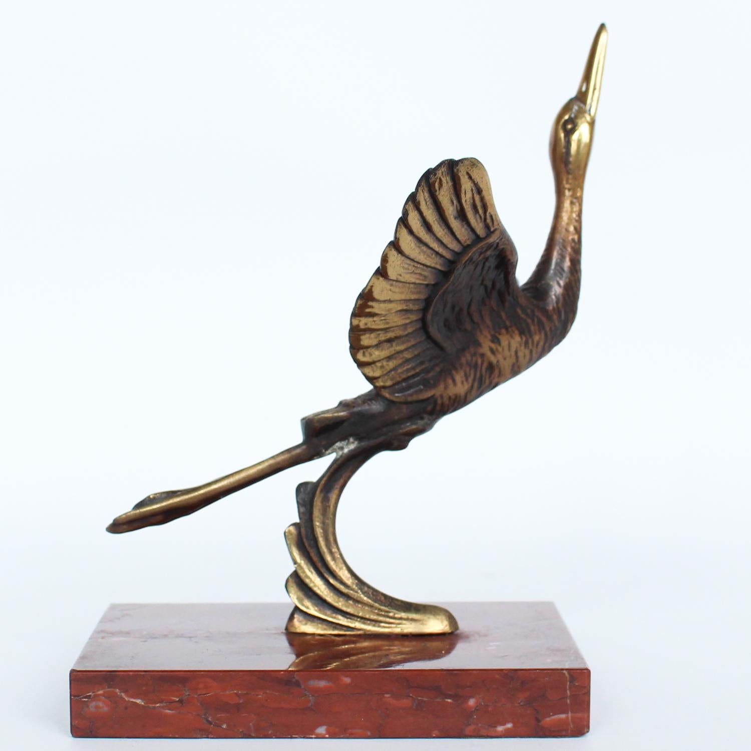 Bronze Art Deco Marabou Stork Bookends