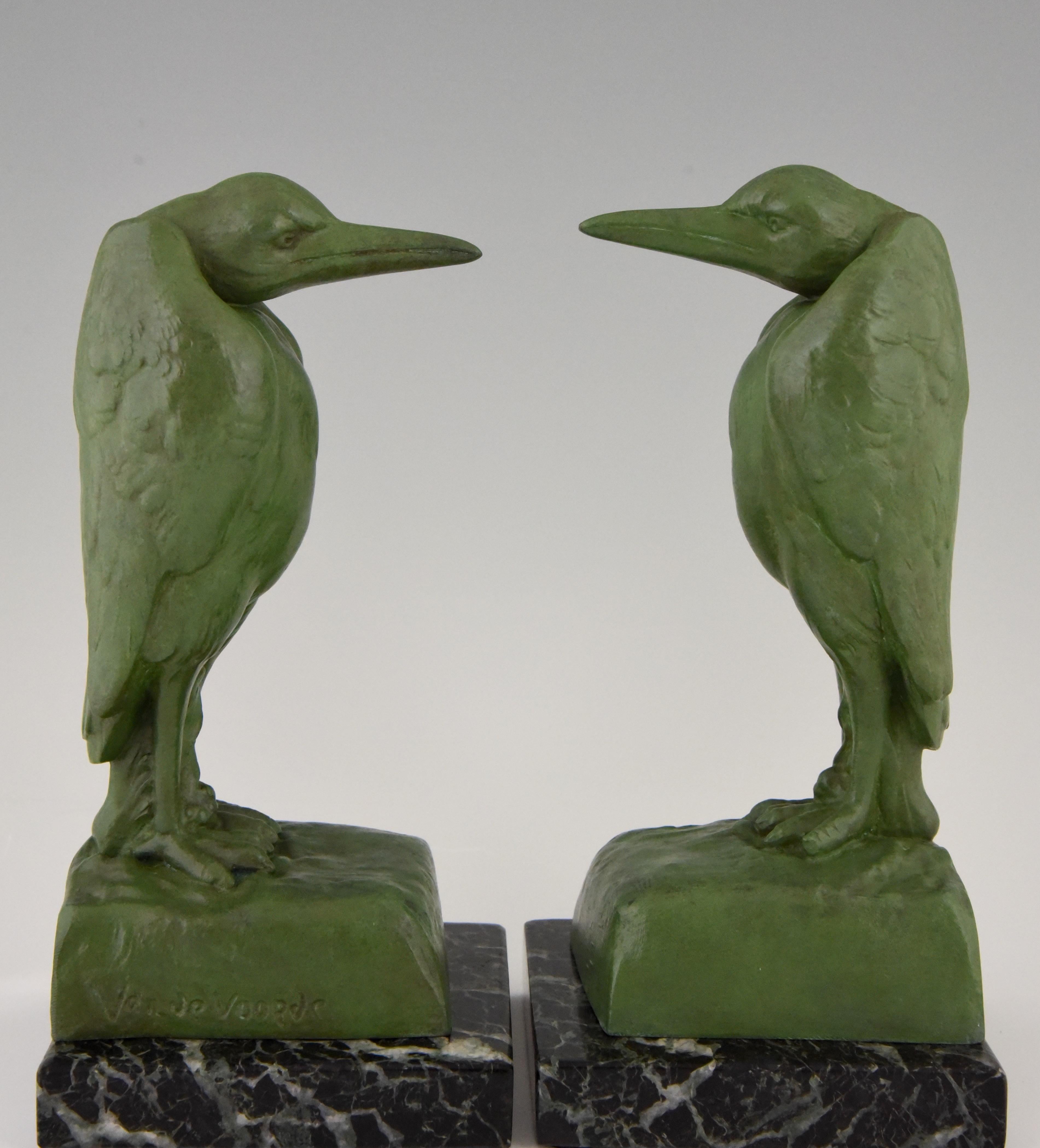 French Art Deco Marabou Stork Bookends Georges Van De Voorde, 1930