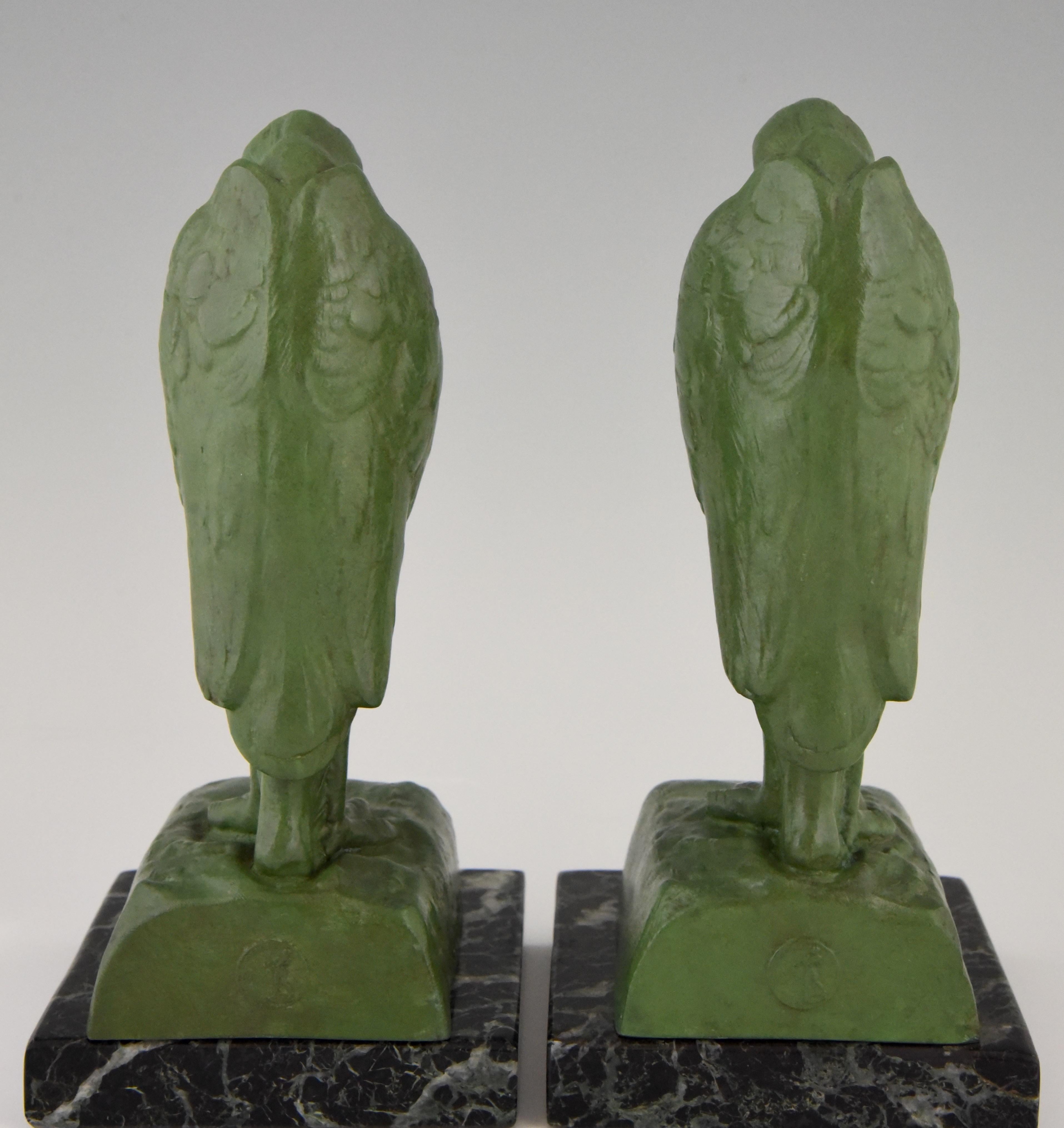 20th Century Art Deco Marabou Stork Bookends Georges Van De Voorde, 1930