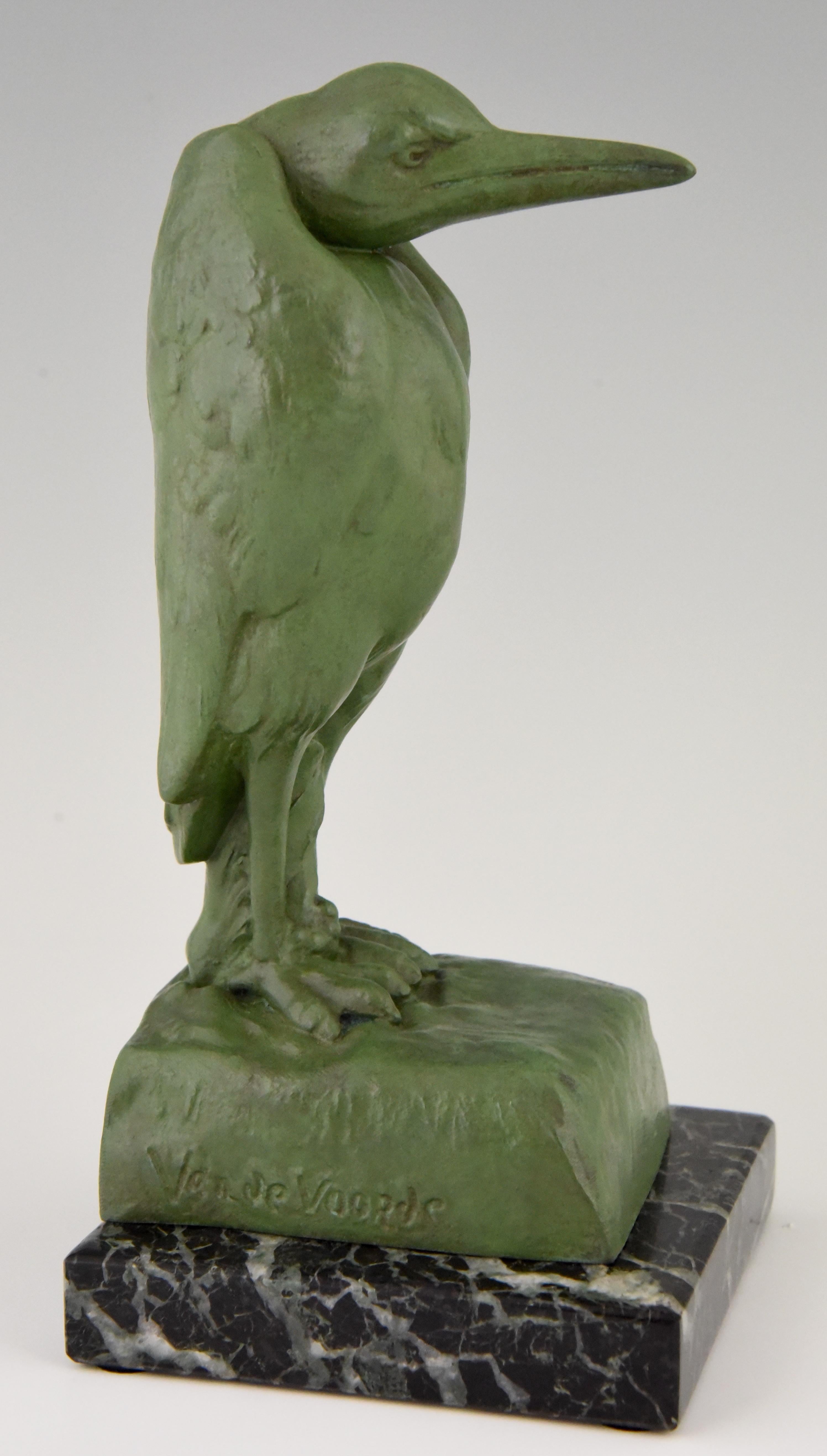 Metal Art Deco Marabou Stork Bookends Georges Van De Voorde, 1930