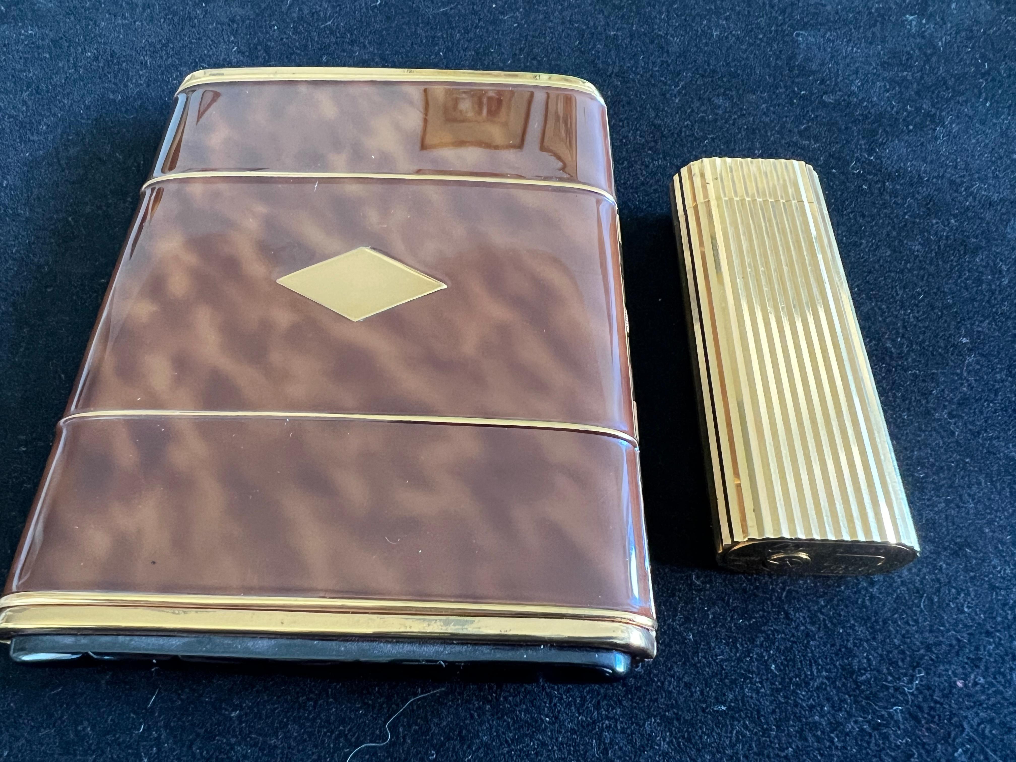Art Deco Marathon Cigarette Case and Cartier Lighter Gift Set 6