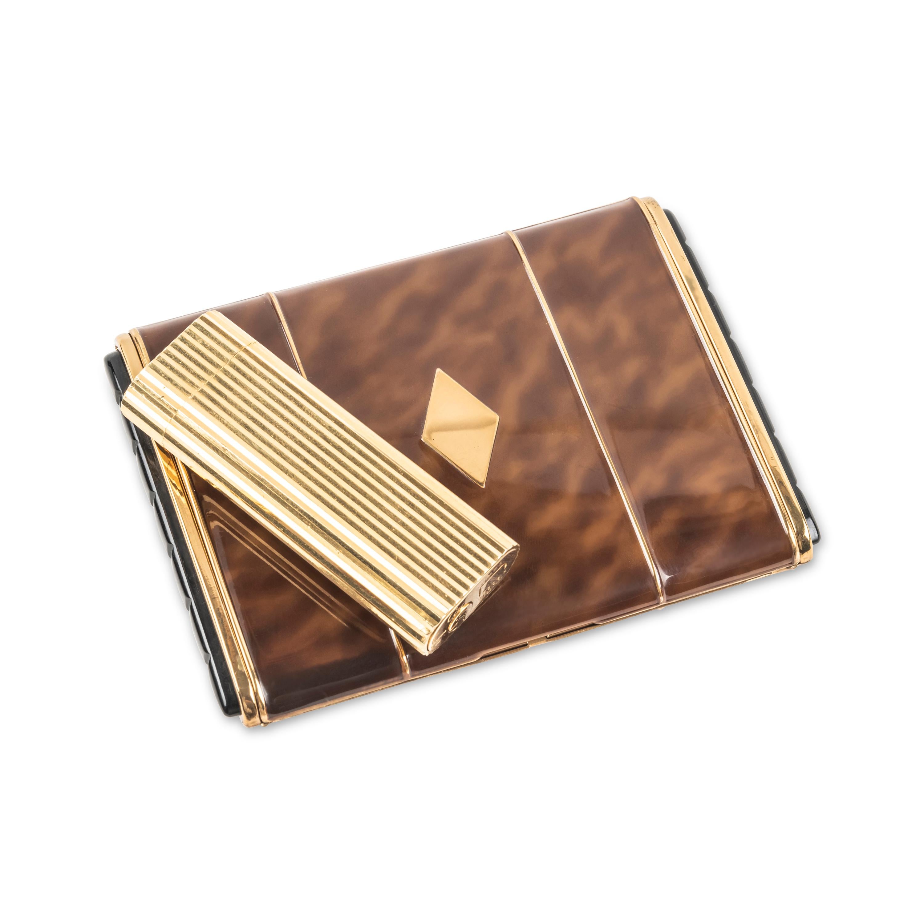 Art Deco Marathon Cigarette Case and Cartier Lighter Gift Set 8