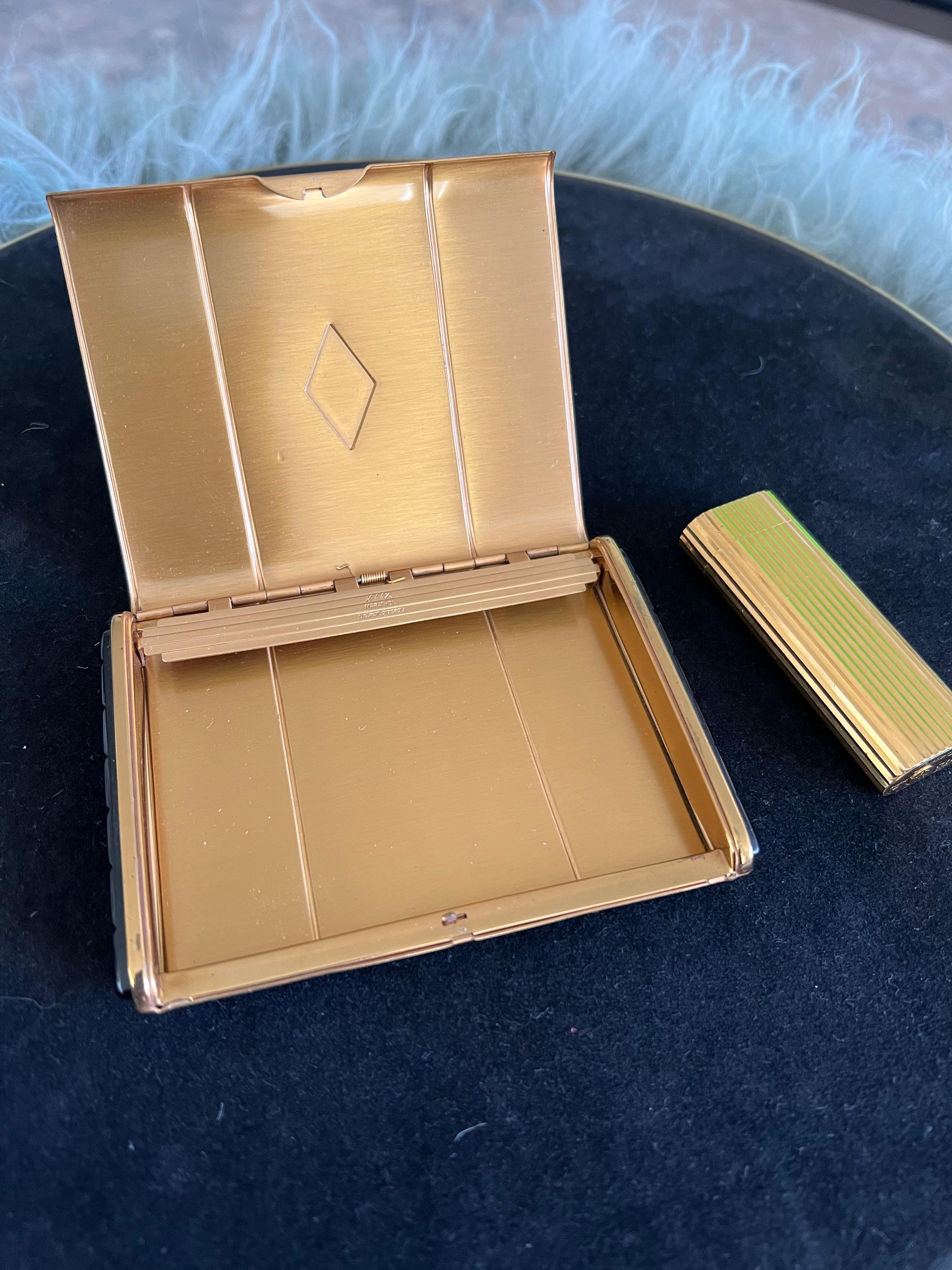 Art Deco Marathon Cigarette Case and Cartier Lighter Gift Set 3