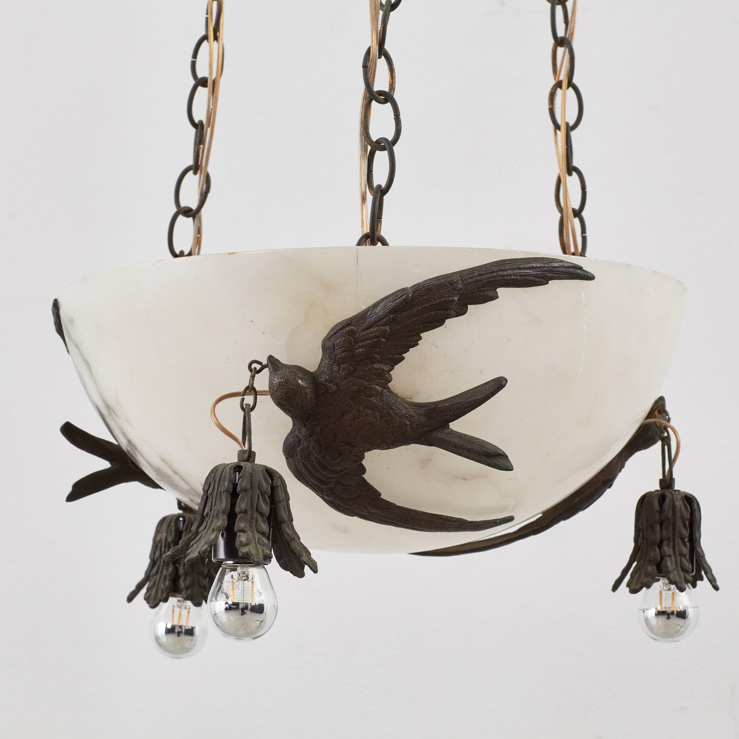 Art Deco marble and bronze pendant light - Italy, 1920s For Sale 1