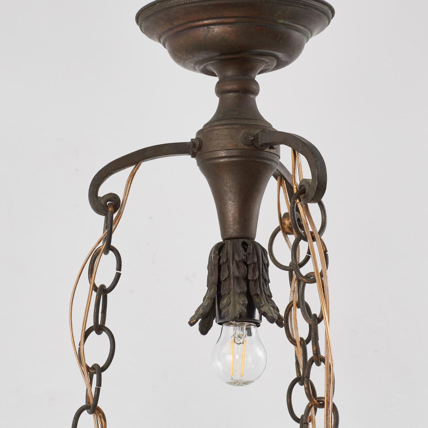 Art Deco marble and bronze pendant light - Italy, 1920s For Sale 2