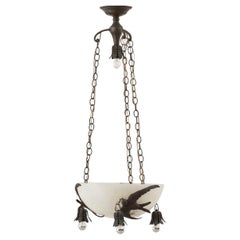 Art Deco marble and bronze pendant light - Italy, 1920s