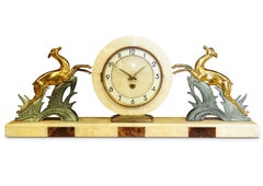 Art Deco Marble and Onyx Mantel Clock by Albert Villon for Bayard 1930s