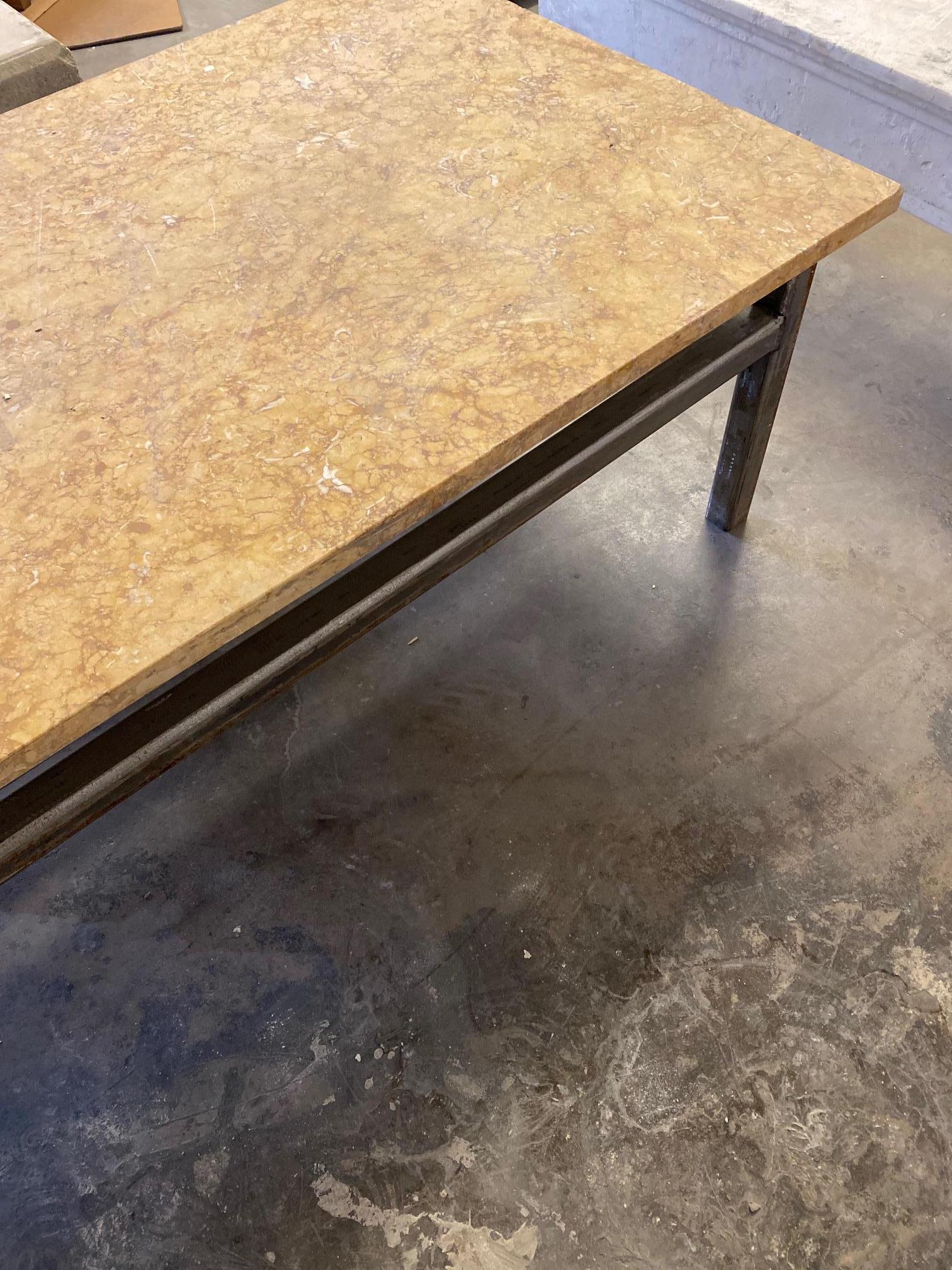 Art Deco Marble and Steel Coffee Table In Good Condition For Sale In Dallas, TX