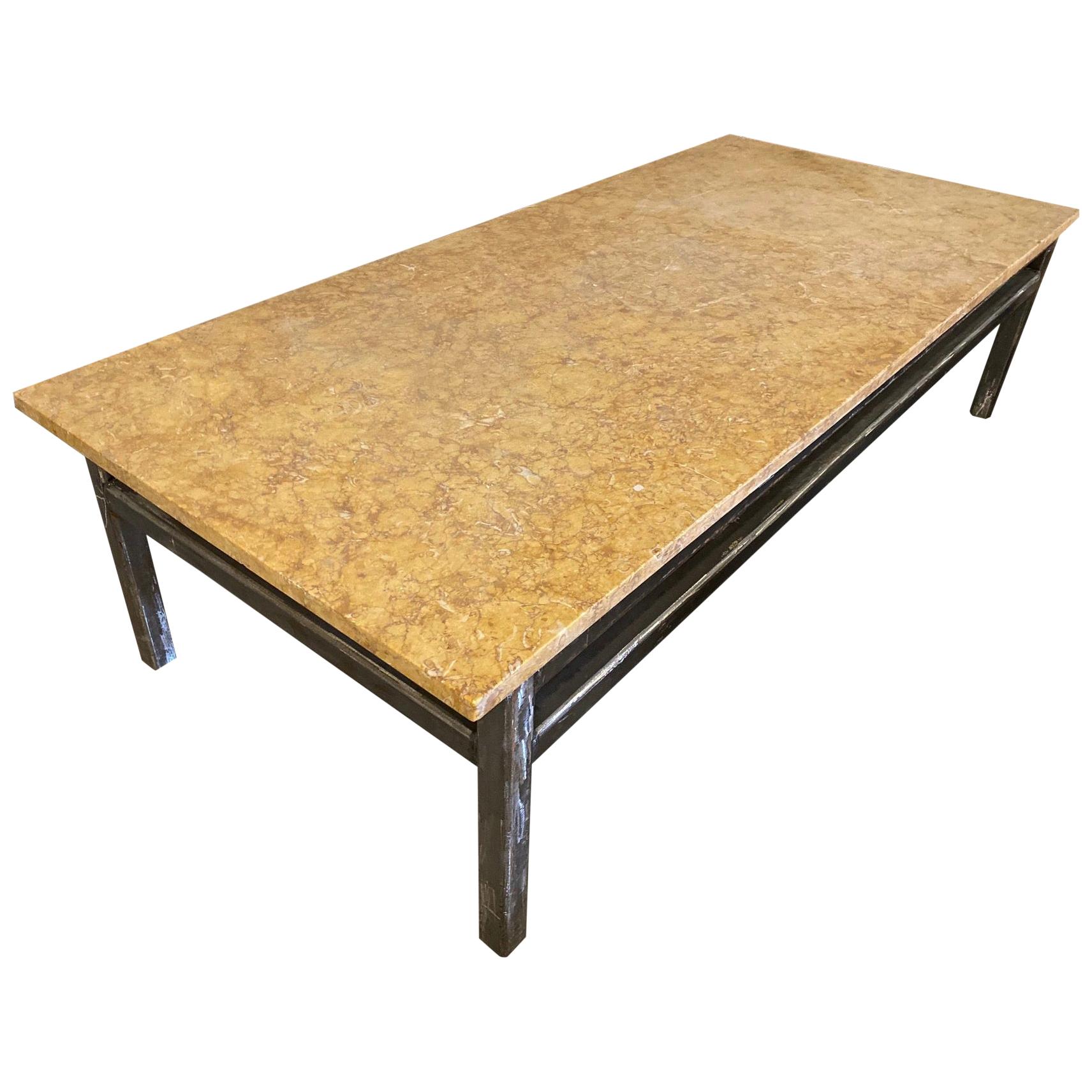 Art Deco Marble and Steel Coffee Table