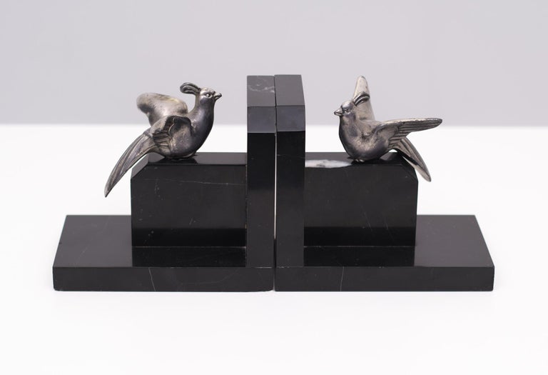 Early 20th Century Art Deco Marble Bookends, 1920s, French For Sale