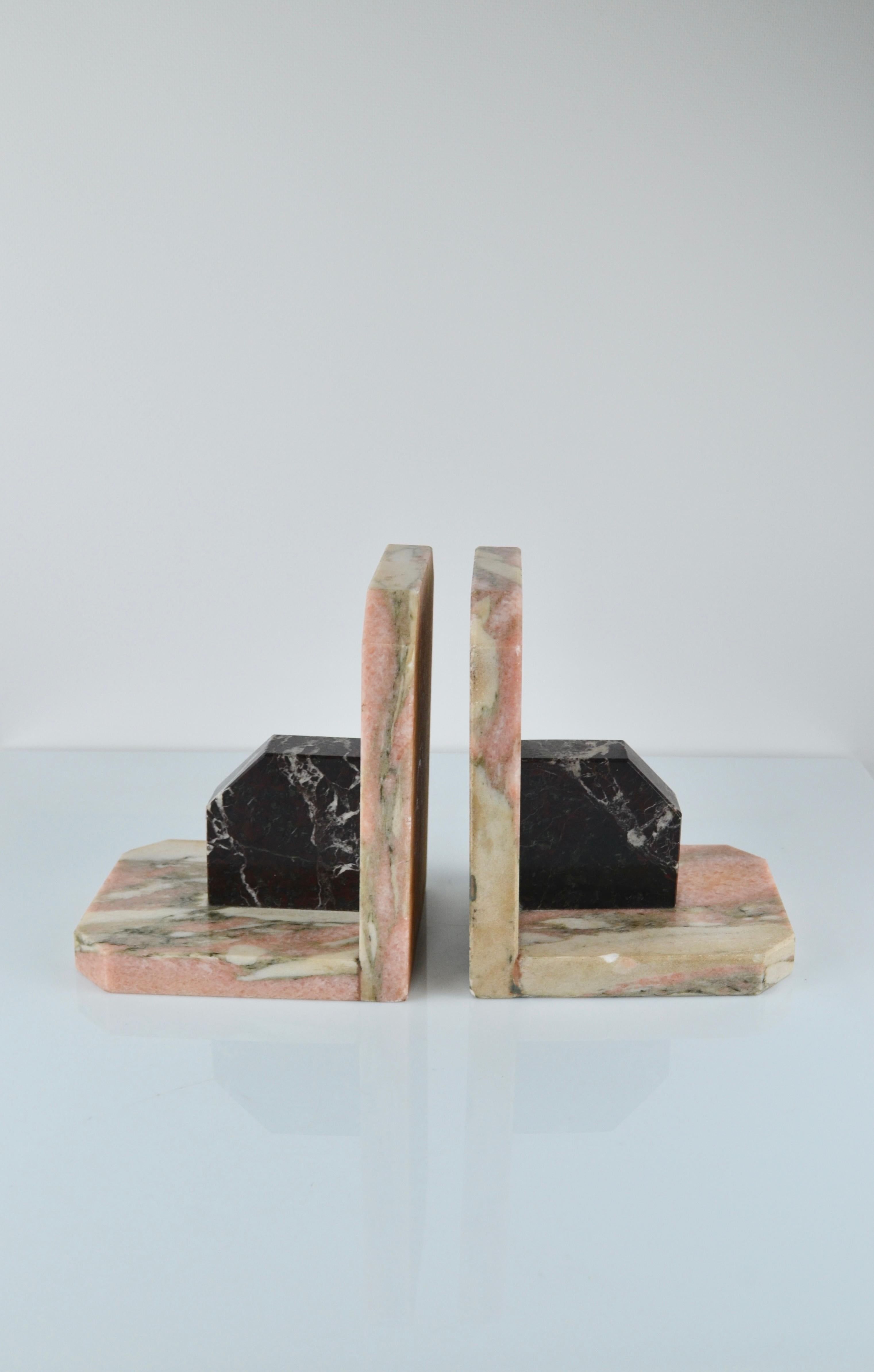 French Art deco marble bookends, set of 2, France, 30's For Sale