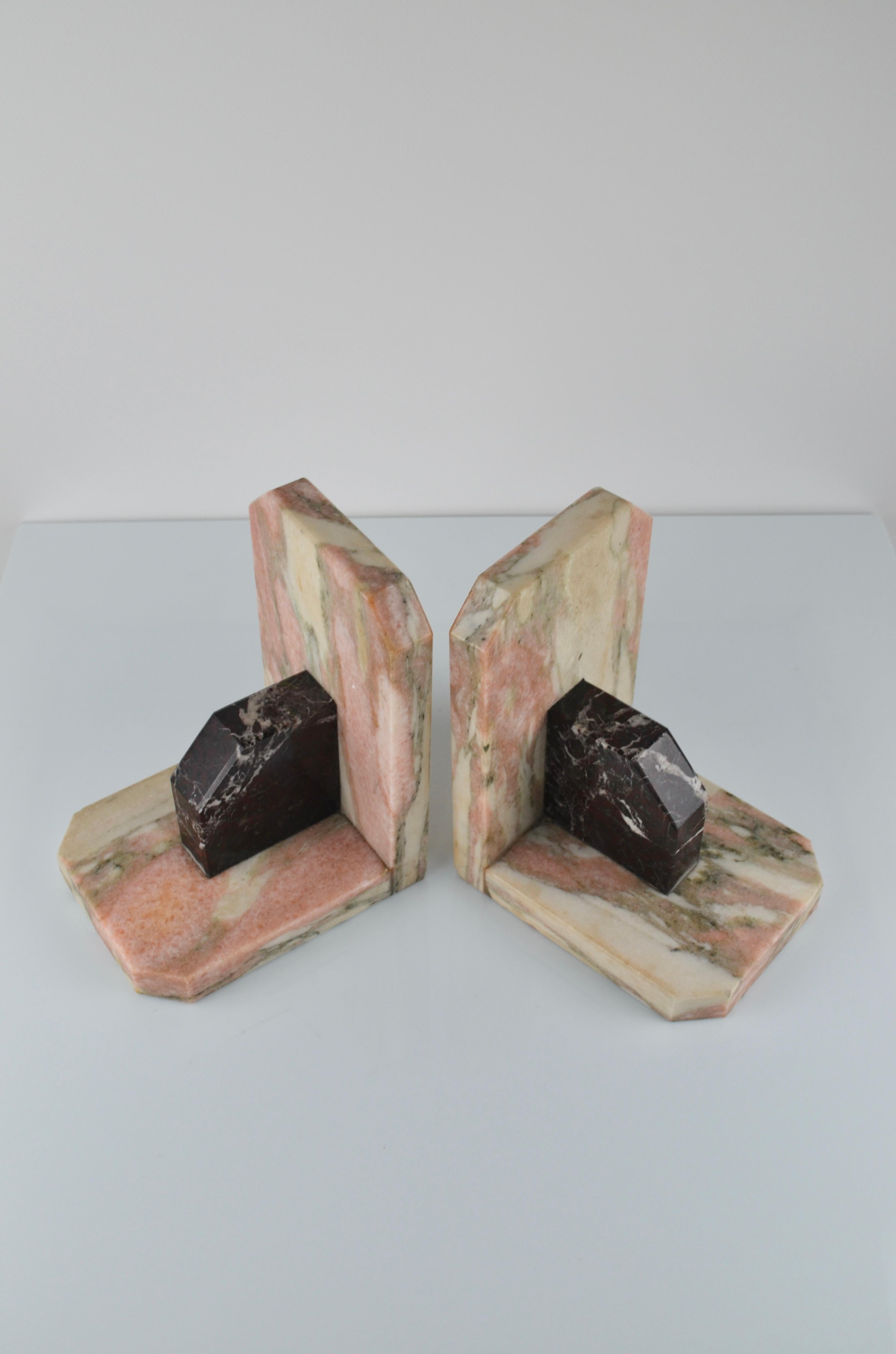 Mid-20th Century Art deco marble bookends, set of 2, France, 30's For Sale