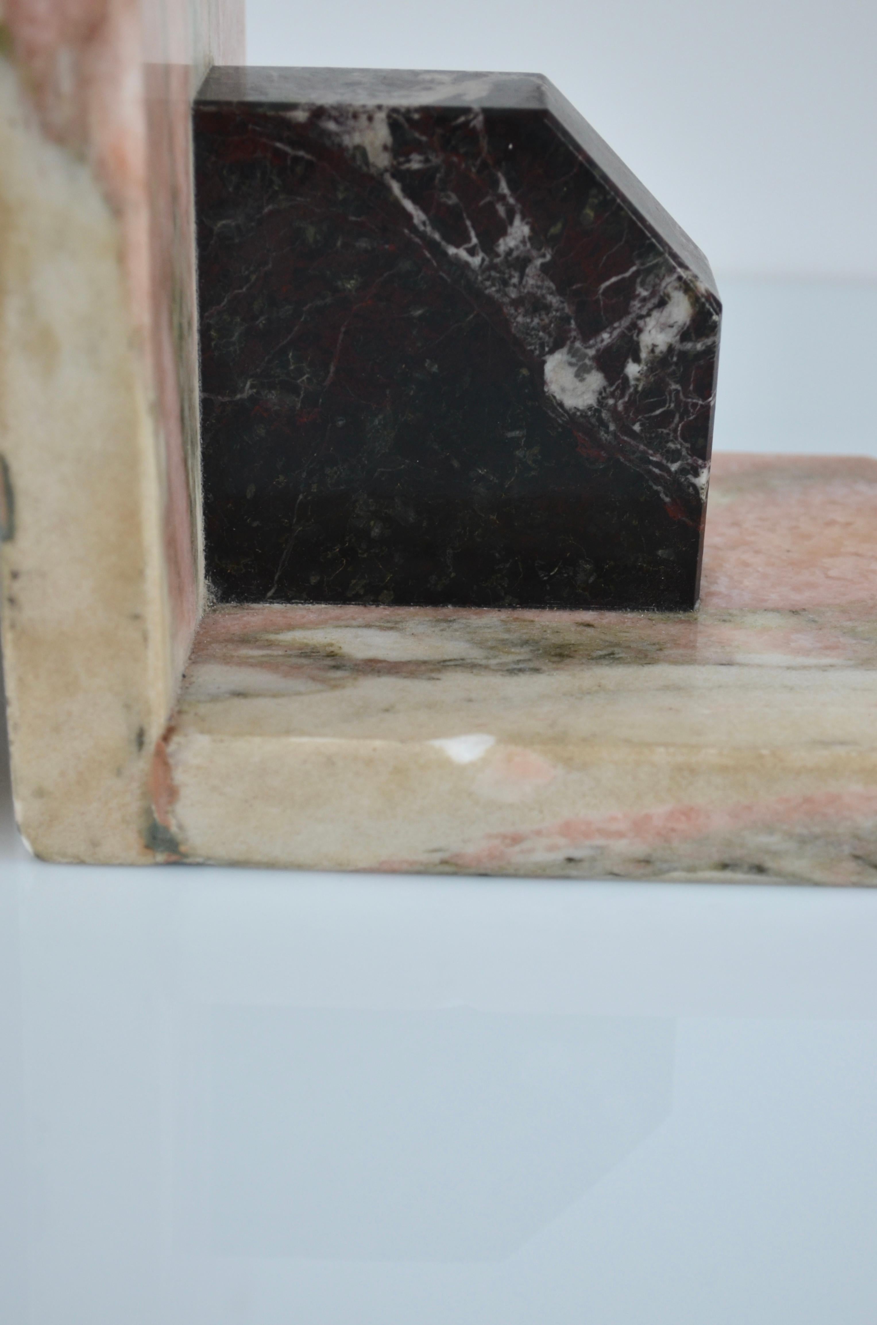 Marble Art deco marble bookends, set of 2, France, 30's For Sale