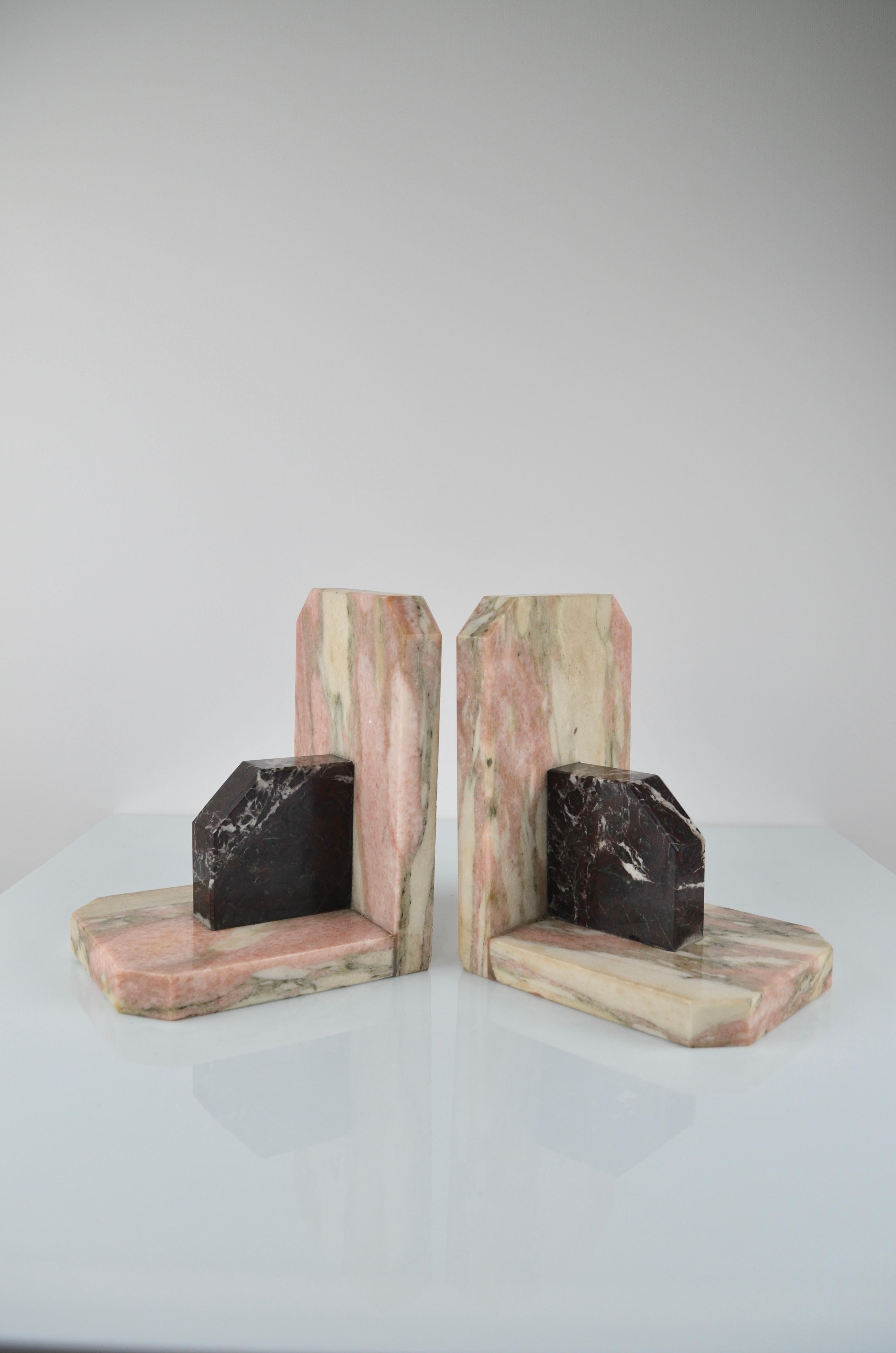 Art deco marble bookends, set of 2, France, 30's For Sale 1