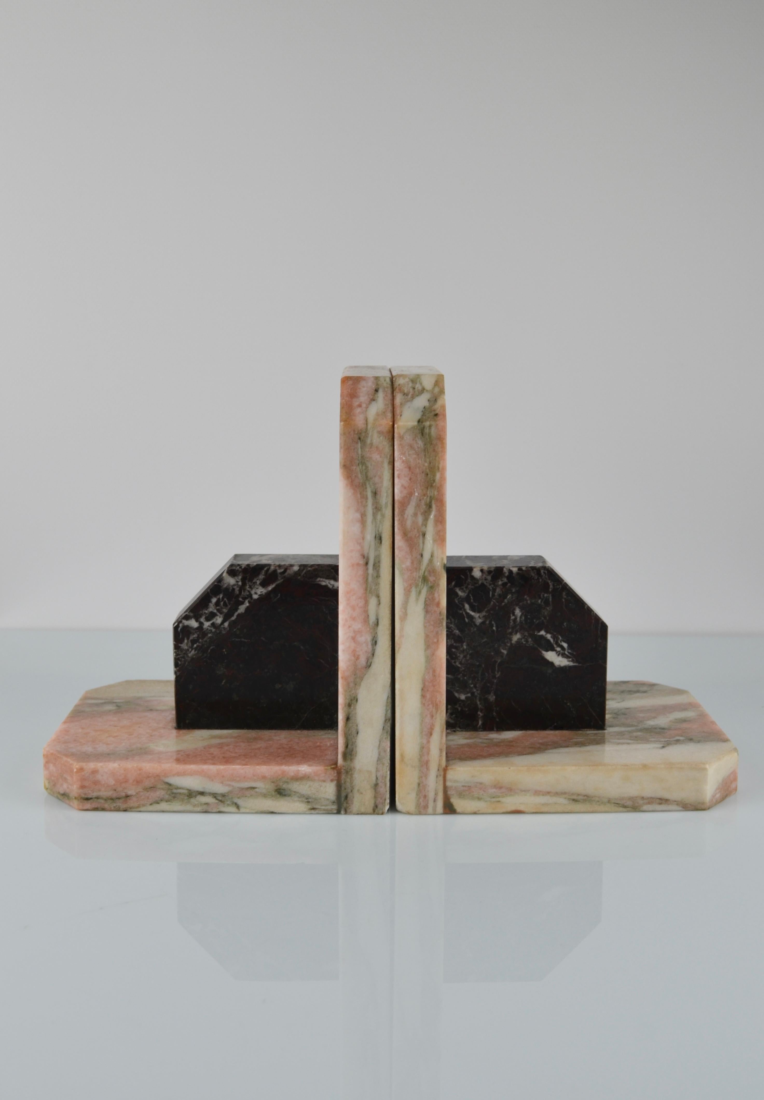 Art deco marble bookends, set of 2, France, 30's For Sale 2
