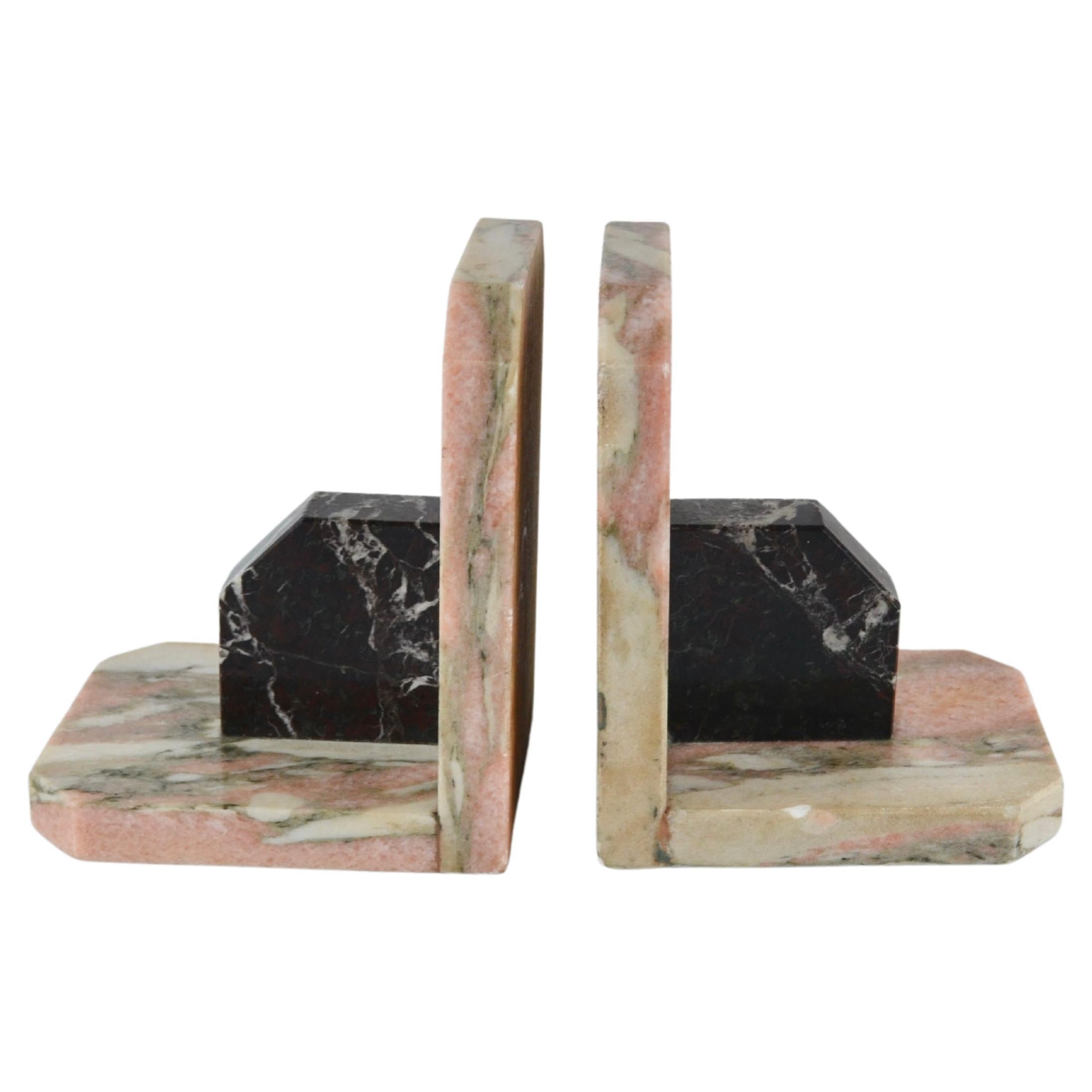 Art deco marble bookends, set of 2, France, 30's For Sale