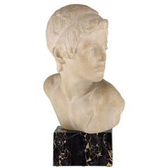 Art Deco Marble Bust of a Boy the Child Achilles Constant Roux, 1920