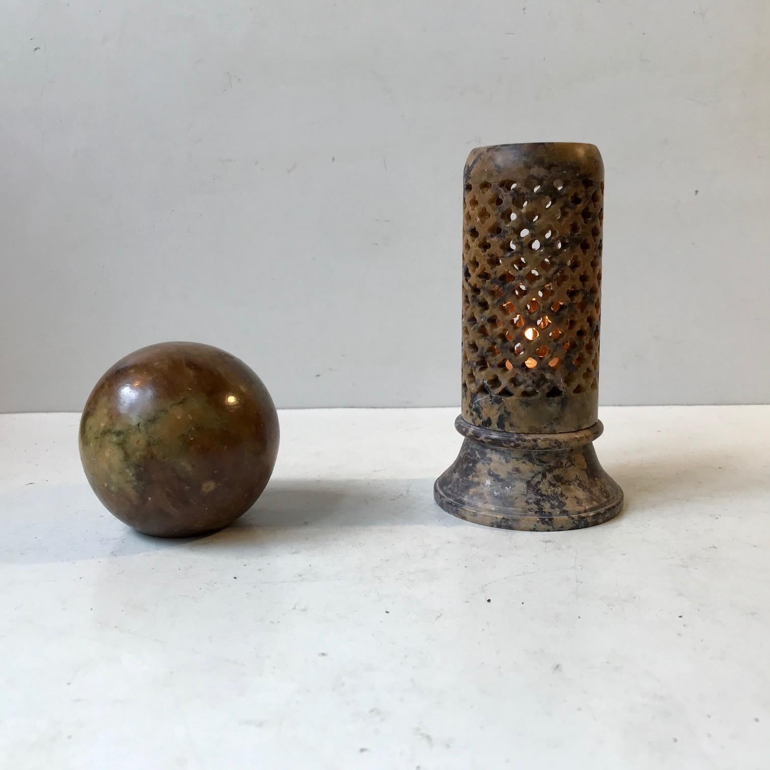 Art Deco Marble Candleholder and Sphere, 1930s 5