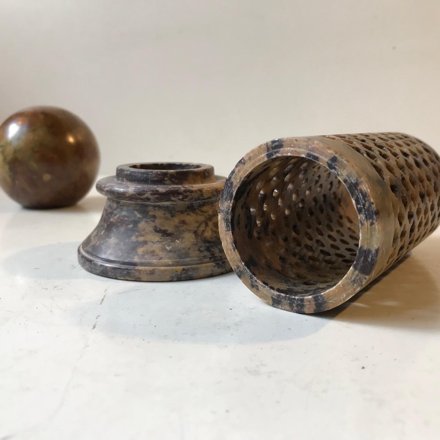 Art Deco Marble Candleholder and Sphere, 1930s 6