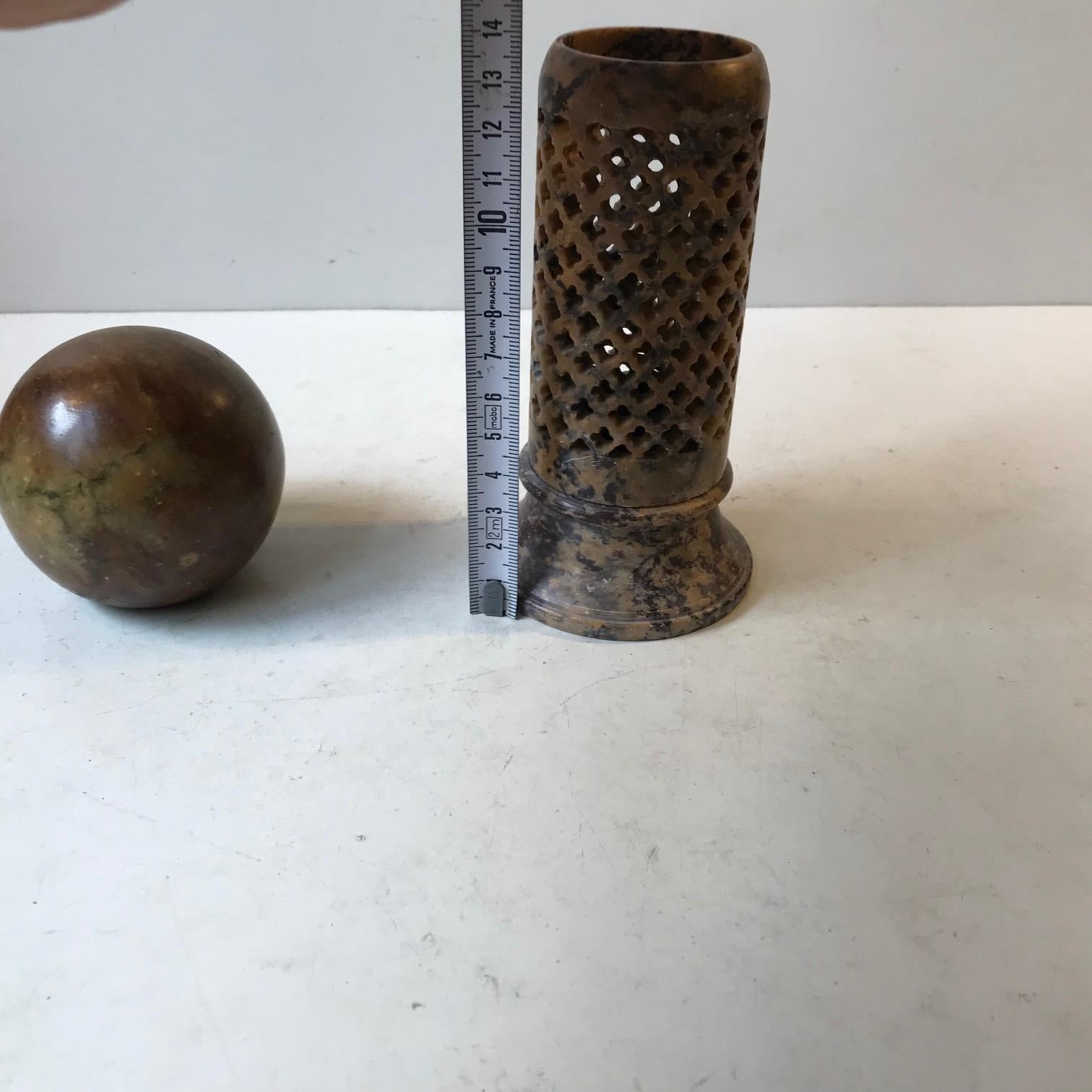 Art Deco Marble Candleholder and Sphere, 1930s 3
