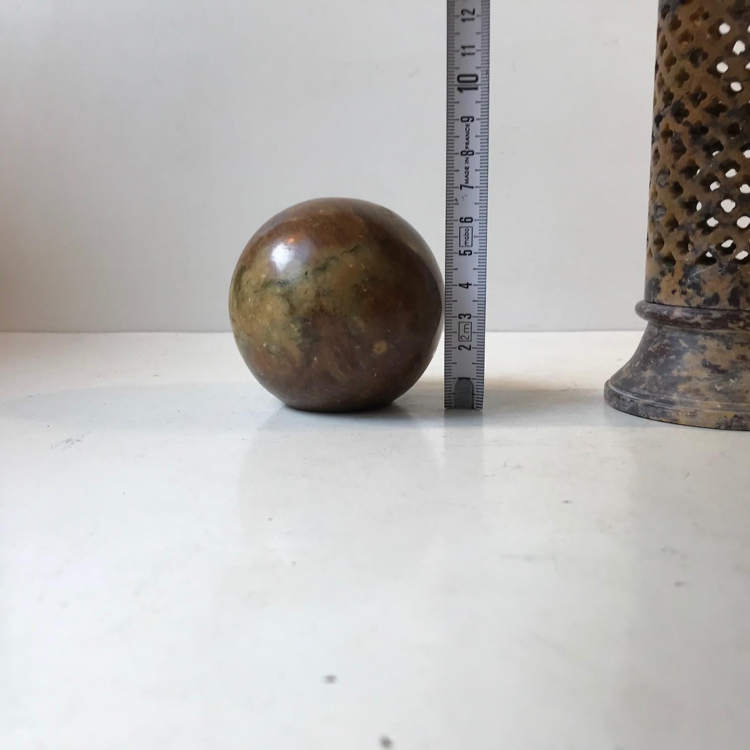 Art Deco Marble Candleholder and Sphere, 1930s 4