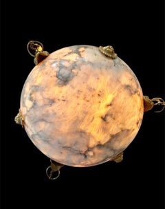 Art deco Marble chandelier with bronze structure large model, France 1920
