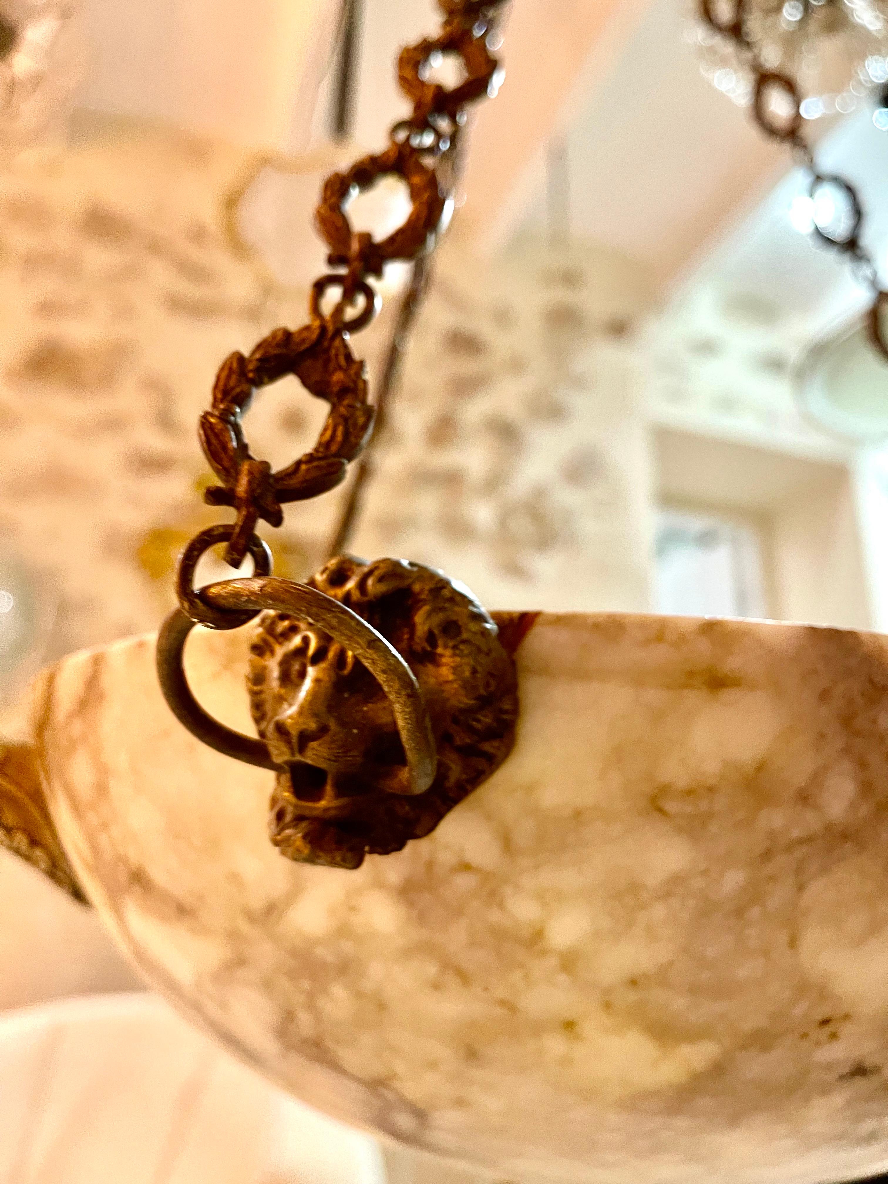 Art Deco Art deco Marble chandelier with full bronze structure large model, France 1920 For Sale