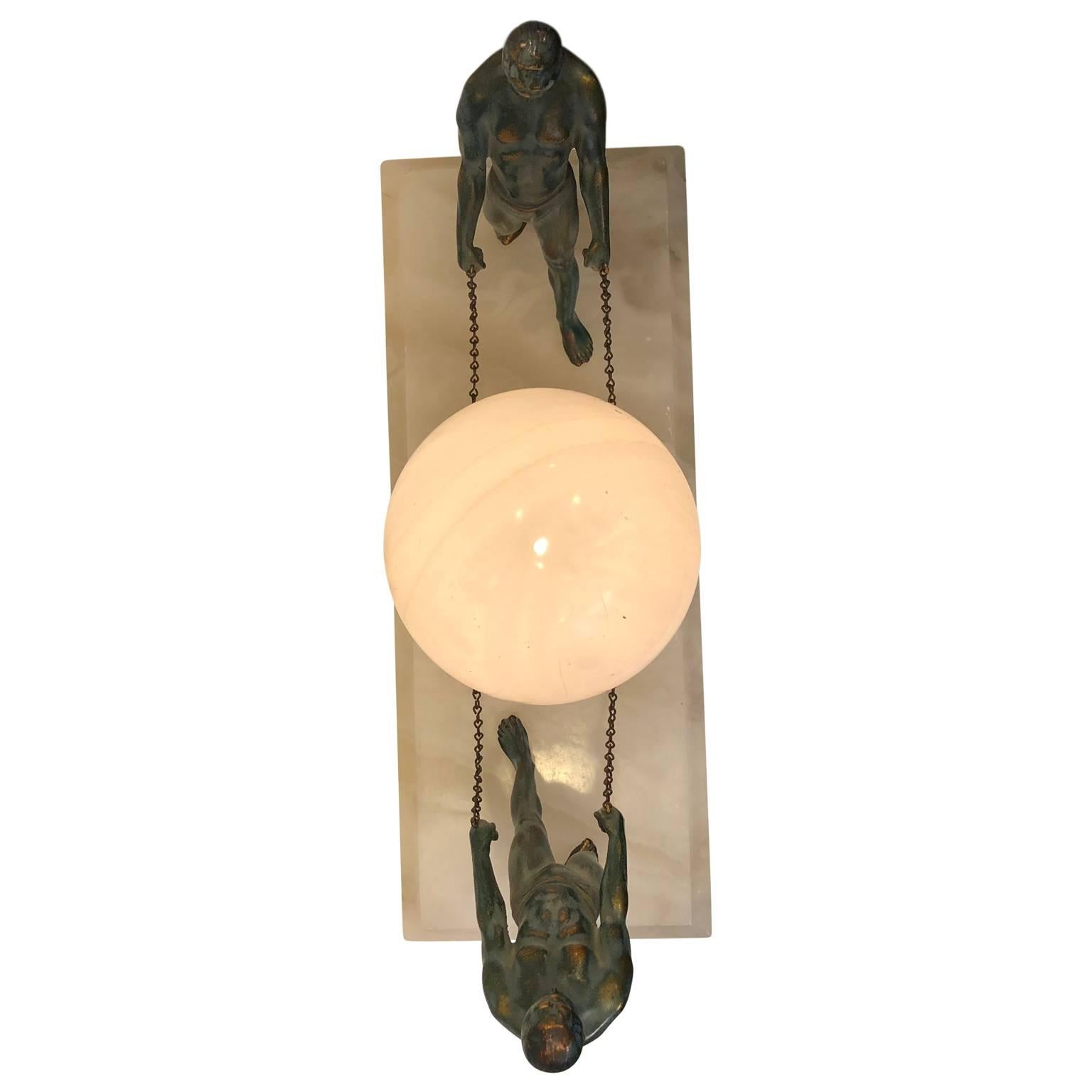 Art Deco Marble Desk Lamp or Night Light In Good Condition In Haddonfield, NJ