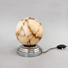 Art Deco Marble Glass & Chrome Table Lamp