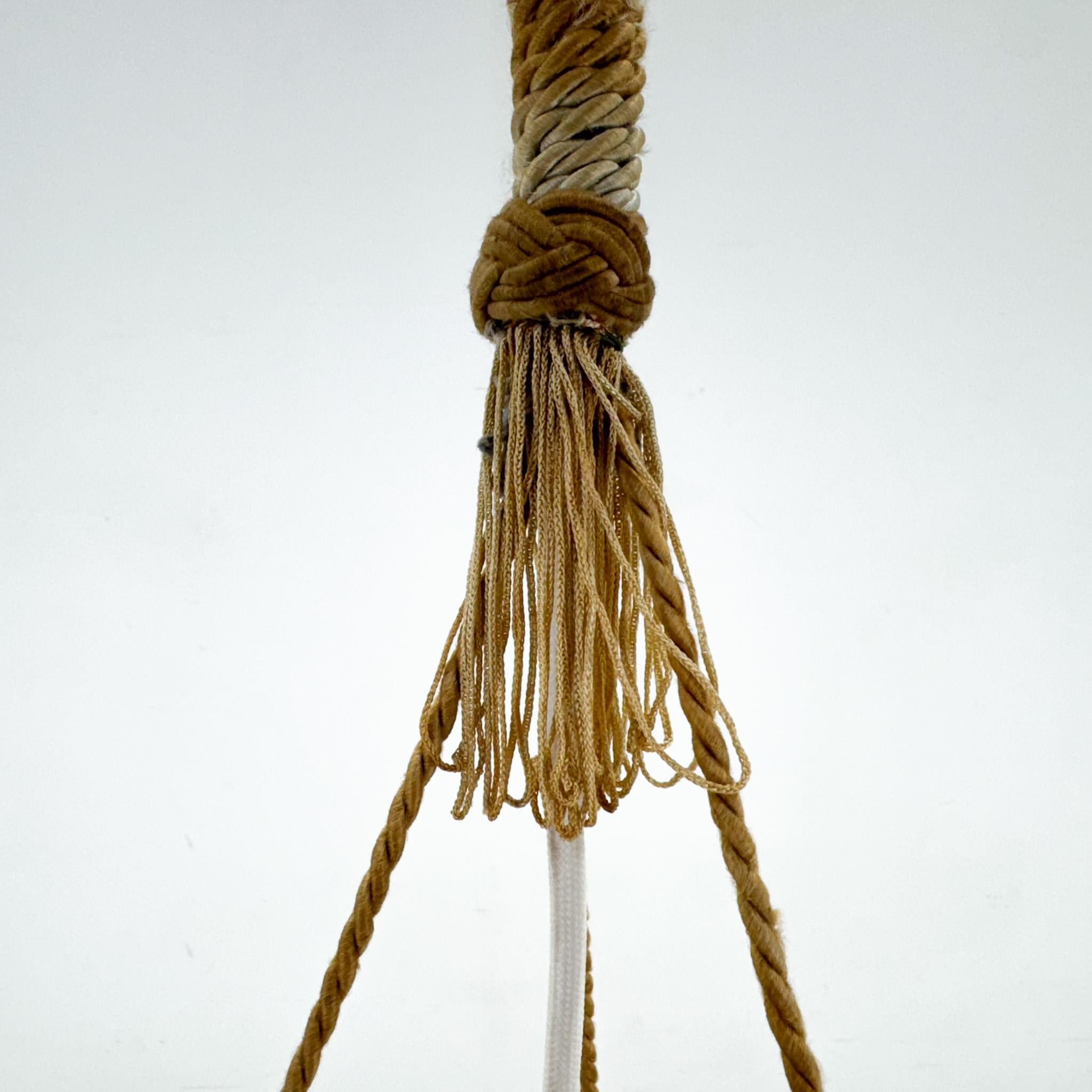 20th Century Art Deco Marble Glass Pendant Light on Original Rope For Sale