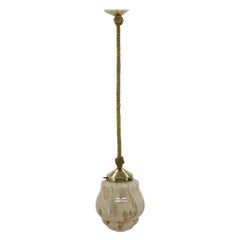 Art Deco Marble Glass Pendant Lignt on Original Rope